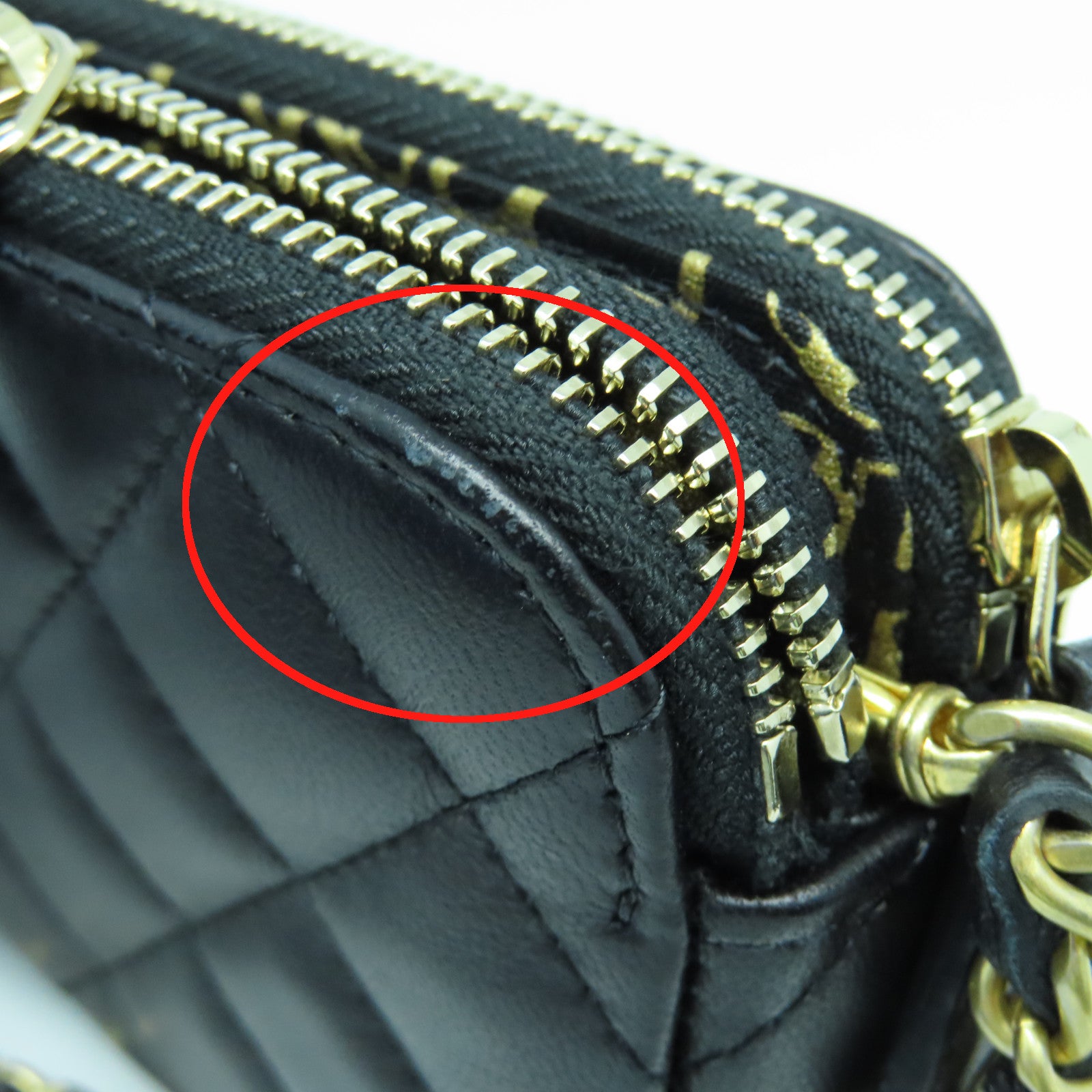 CHANEL 菱格羊皮皮革Chain Shoulder Bag金扣链带肩背袋黑色