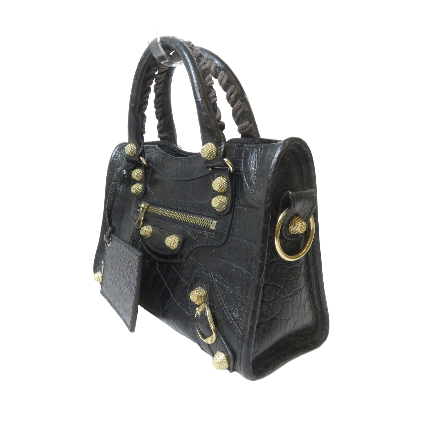 BALENCIAGA 牛皮皮革Mini City金扣手挽肩背兩用袋黑色