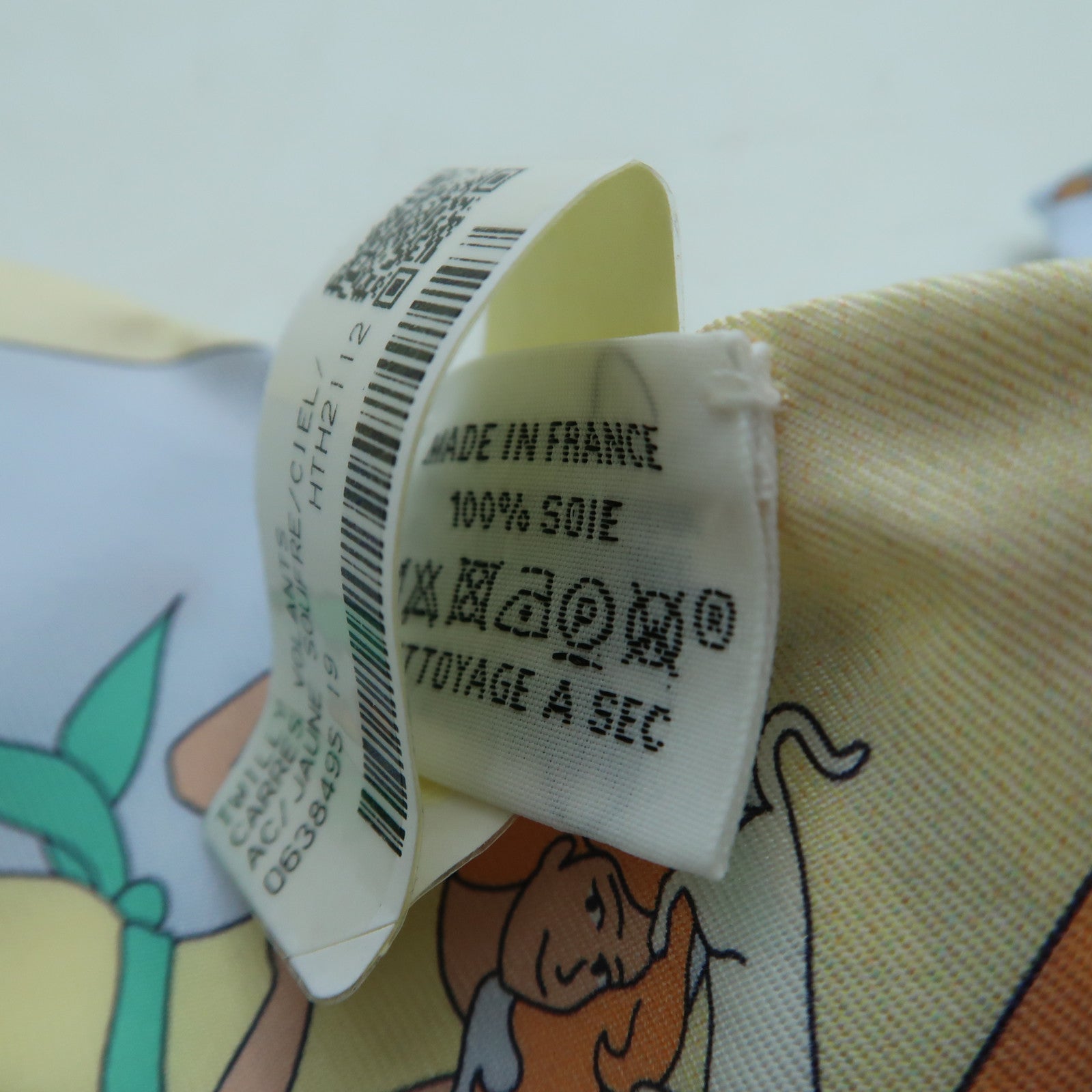 HERMES 絲質Twilly絲巾淺黃色