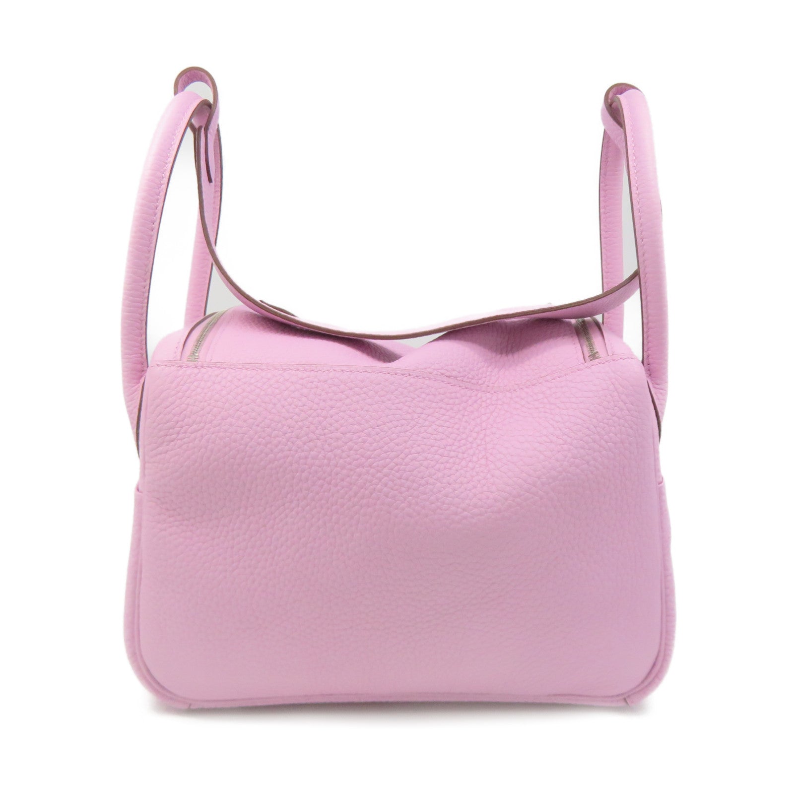 HERMES Clemence皮革Lindy 26 Shoulder Bag金扣银扣肩背袋X9粉红色