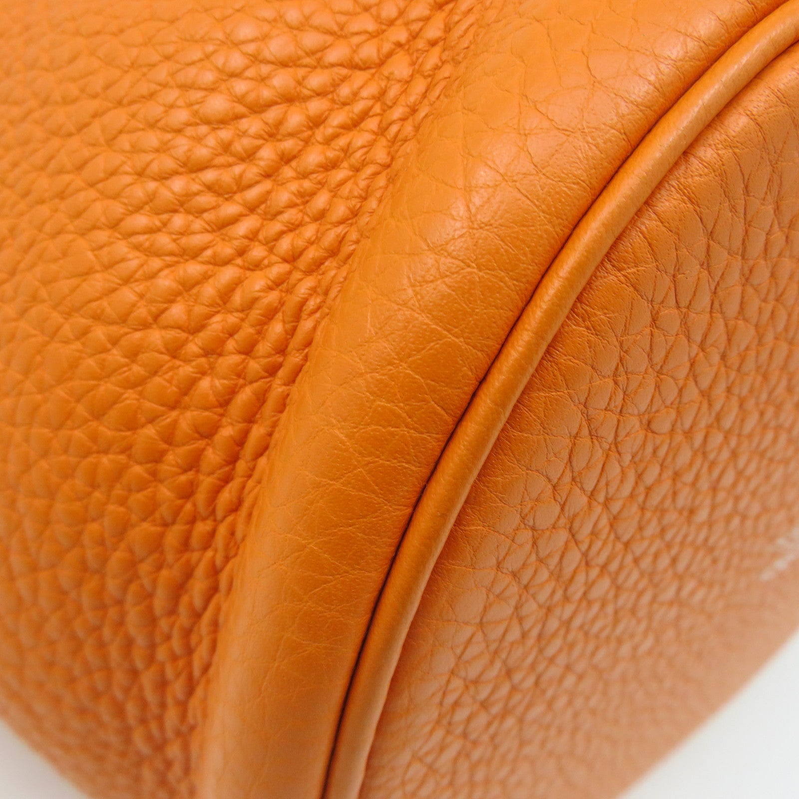 HERMES Clemence Leather Mangeoire PM Shoulder Bag Orange Orange