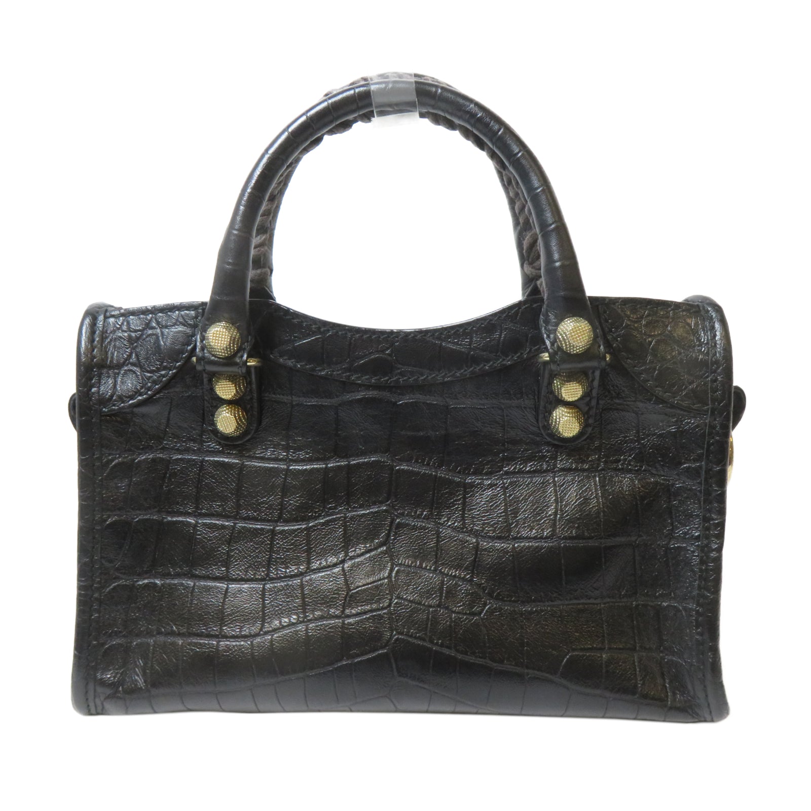 BALENCIAGA 牛皮皮革Mini City金扣手挽肩背兩用袋黑色