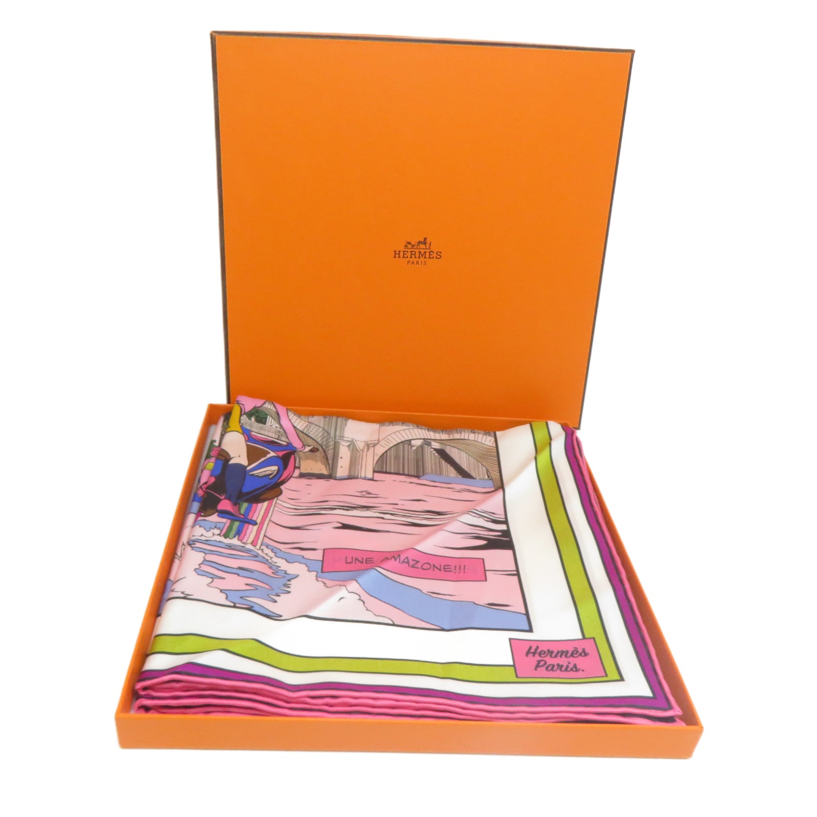 HERMES 絲質Scarf絲巾彩色