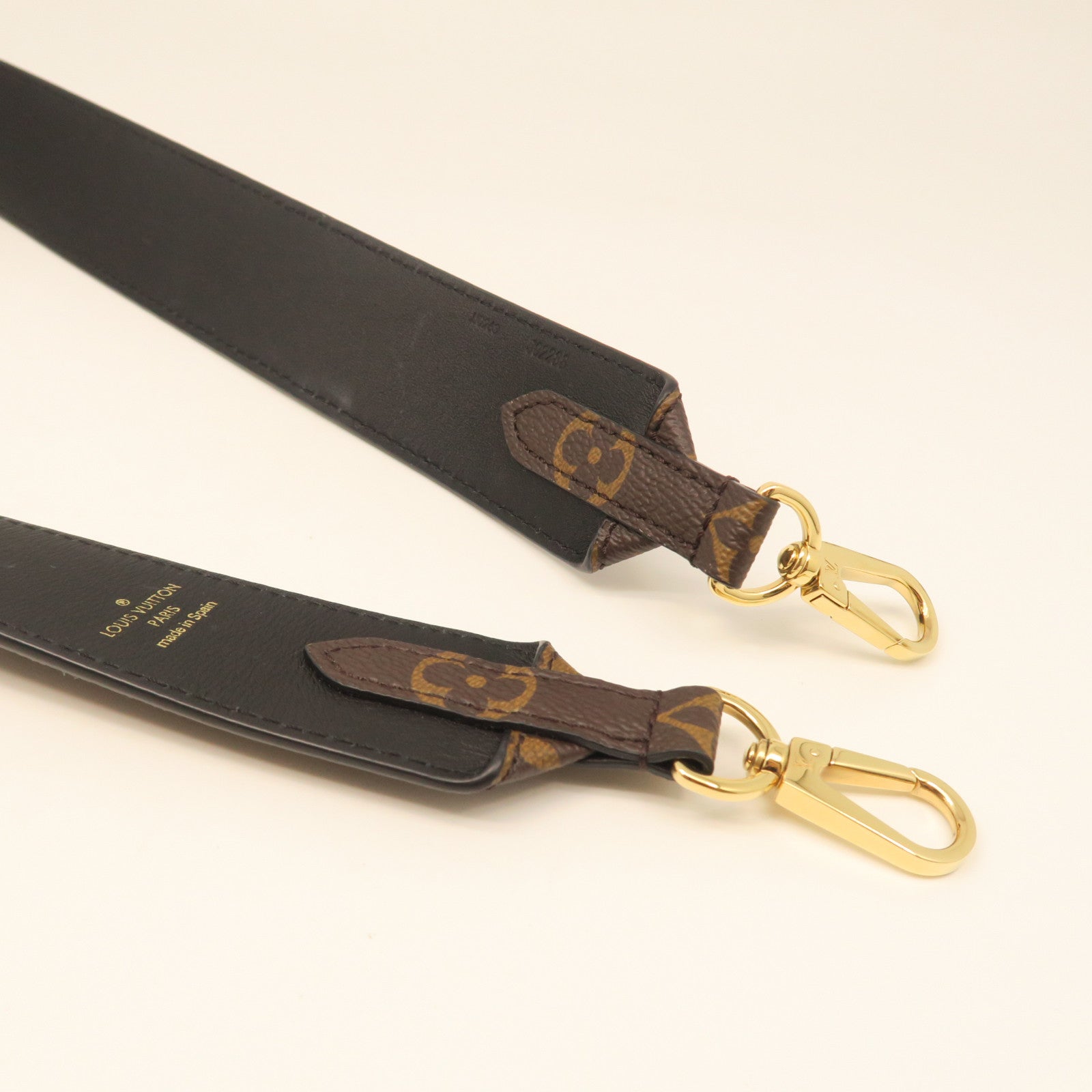 LOUIS VUITTON Monogram Strap Gold Buckle Shoulder Strap Brown