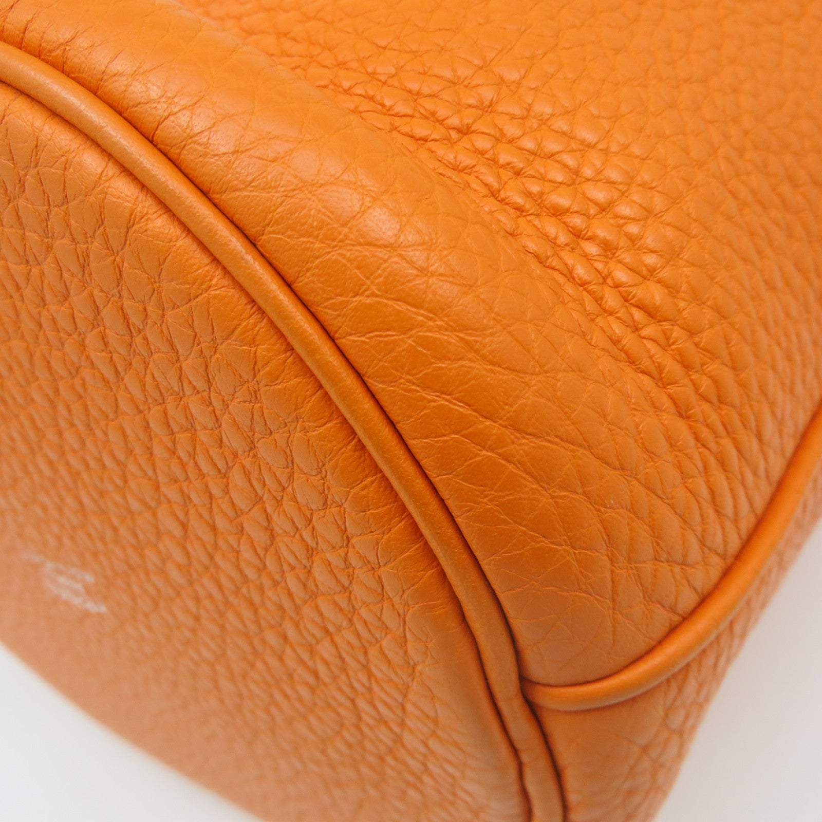 HERMES Clemence Leather Mangeoire PM Shoulder Bag Orange Orange