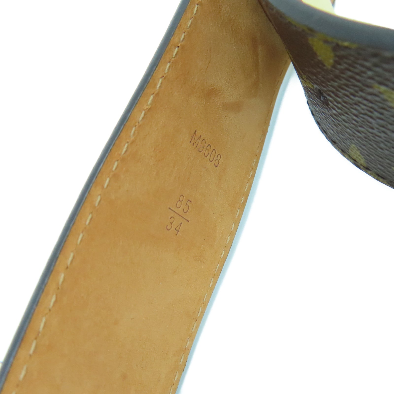LOUIS VUITTON Monogram Belt金扣皮帶啡色