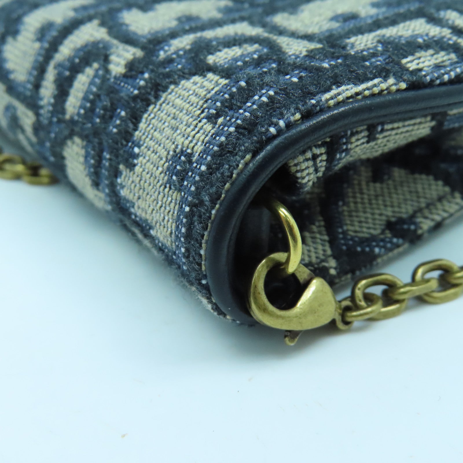 Dior 【激減優惠】帆布Card Case With Chain金扣鏈帶肩背袋藍色