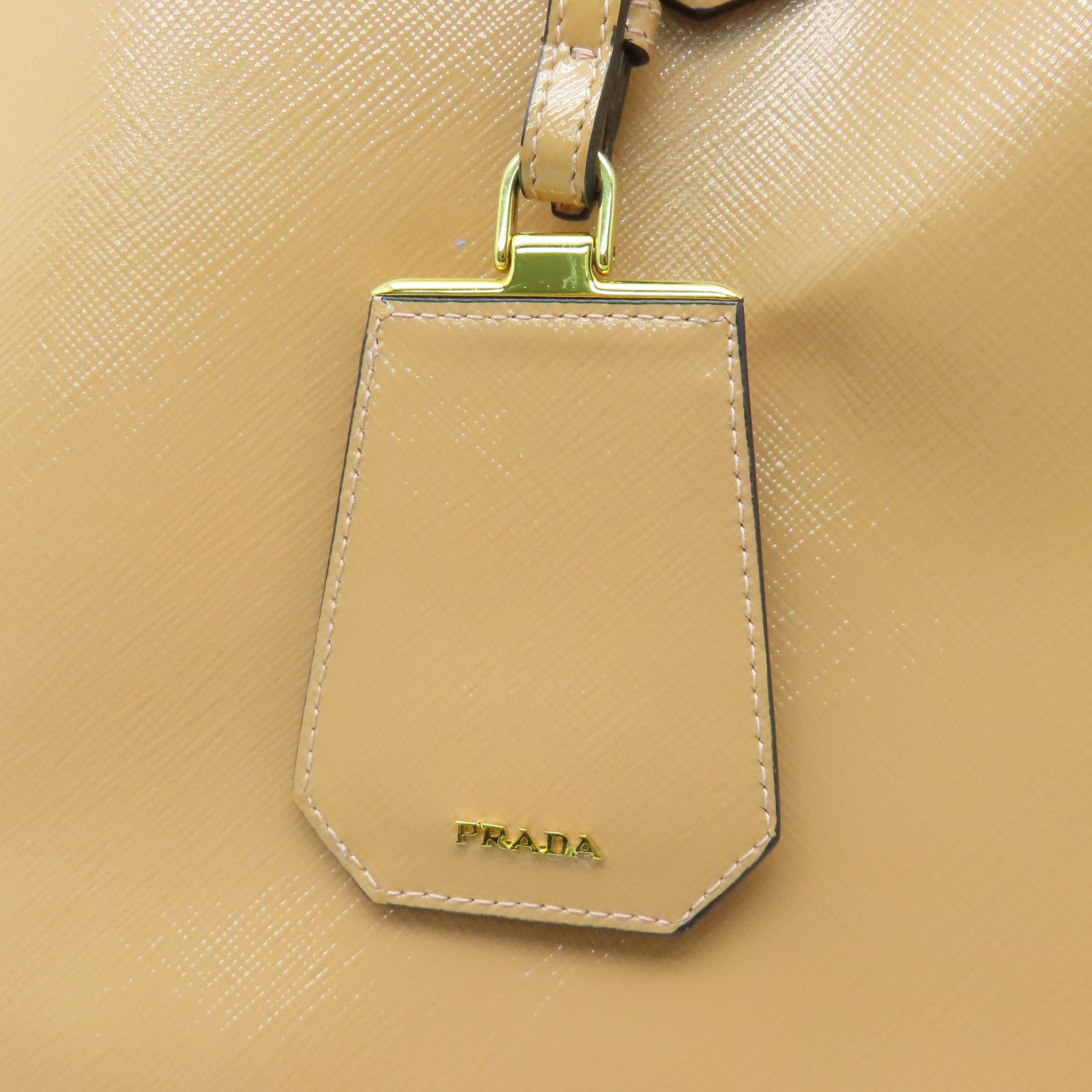 PRADA 漆皮皮革2 Way Shoulder Bag金扣手挽肩背兩用袋啡色