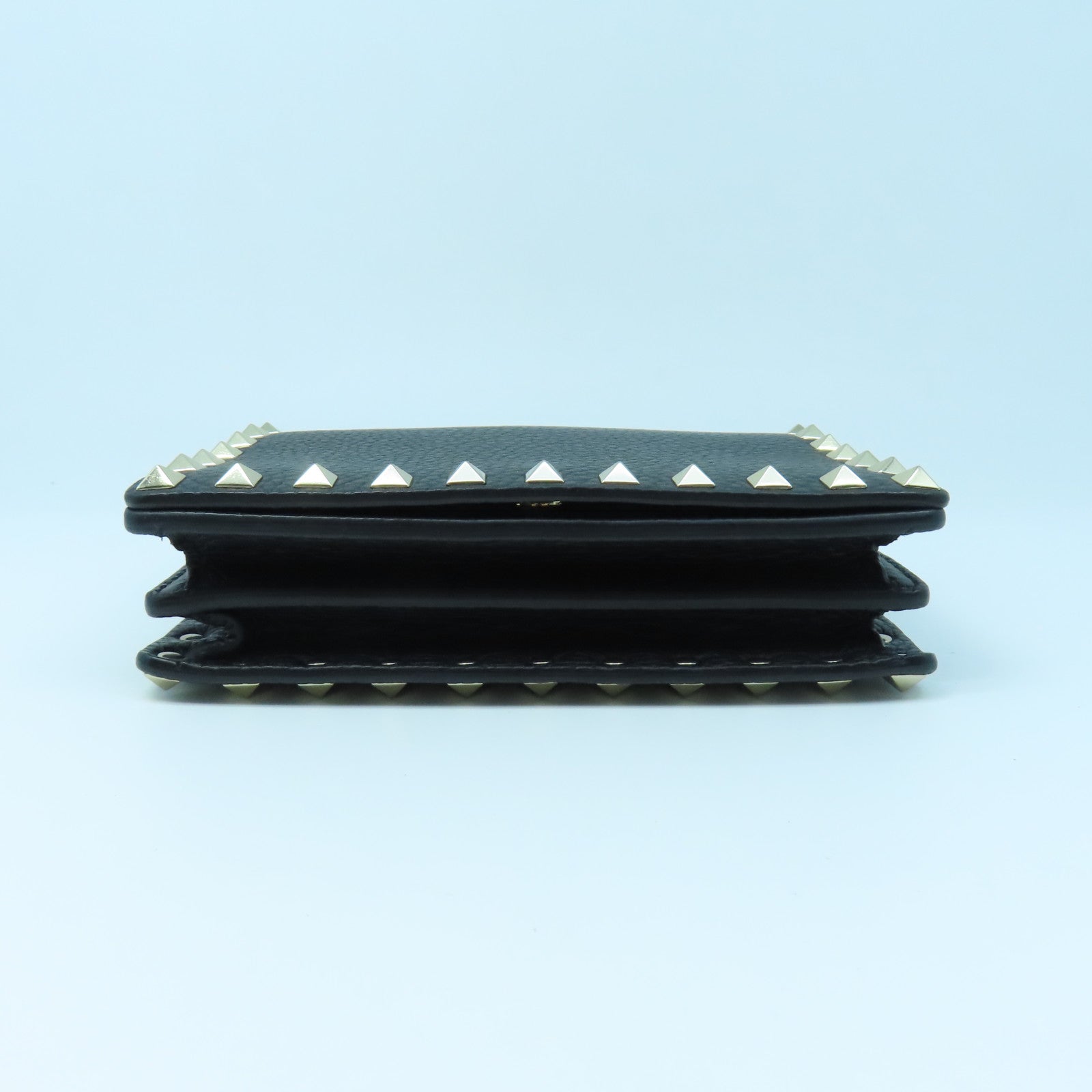 Valentino Leather Chain Shoulder Gold Buckle Chain Shoulder Bag Black