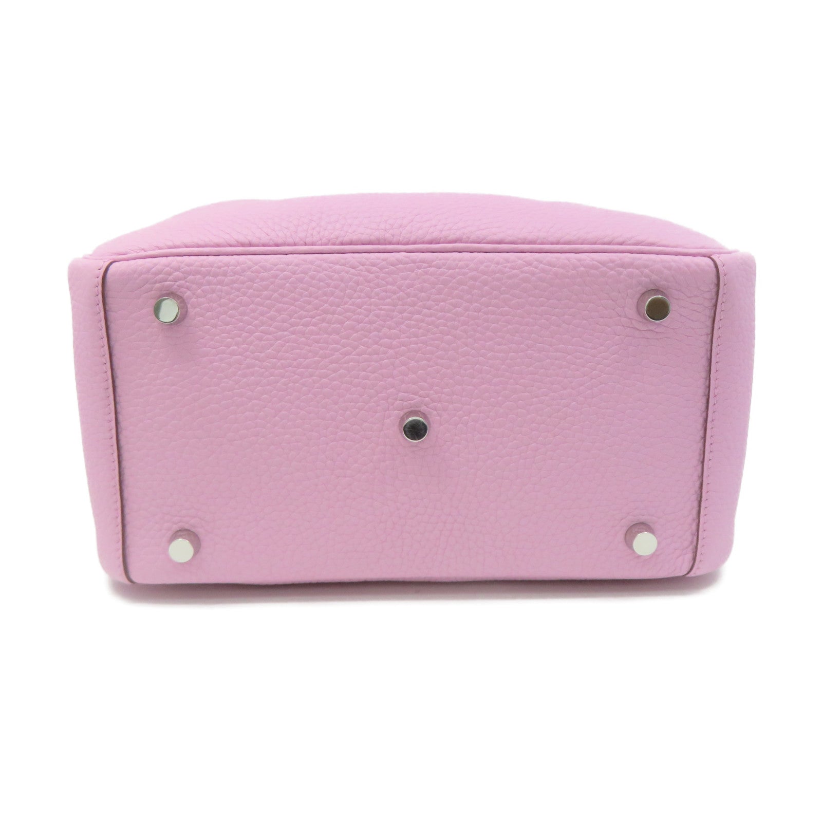 HERMES Clemence皮革Lindy 26 Shoulder Bag金扣银扣肩背袋X9粉红色