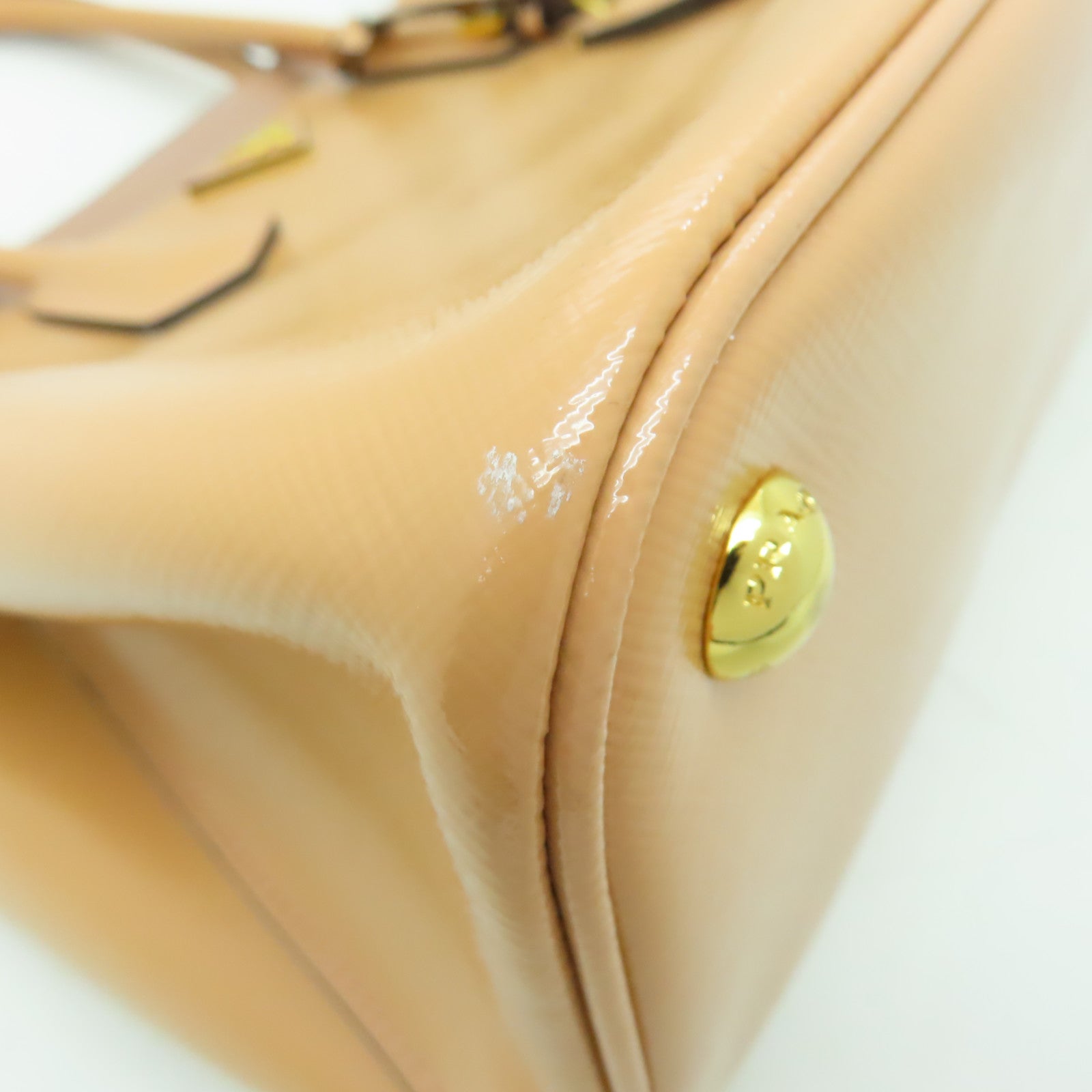PRADA 漆皮皮革2 Way Shoulder Bag金扣手挽肩背兩用袋啡色