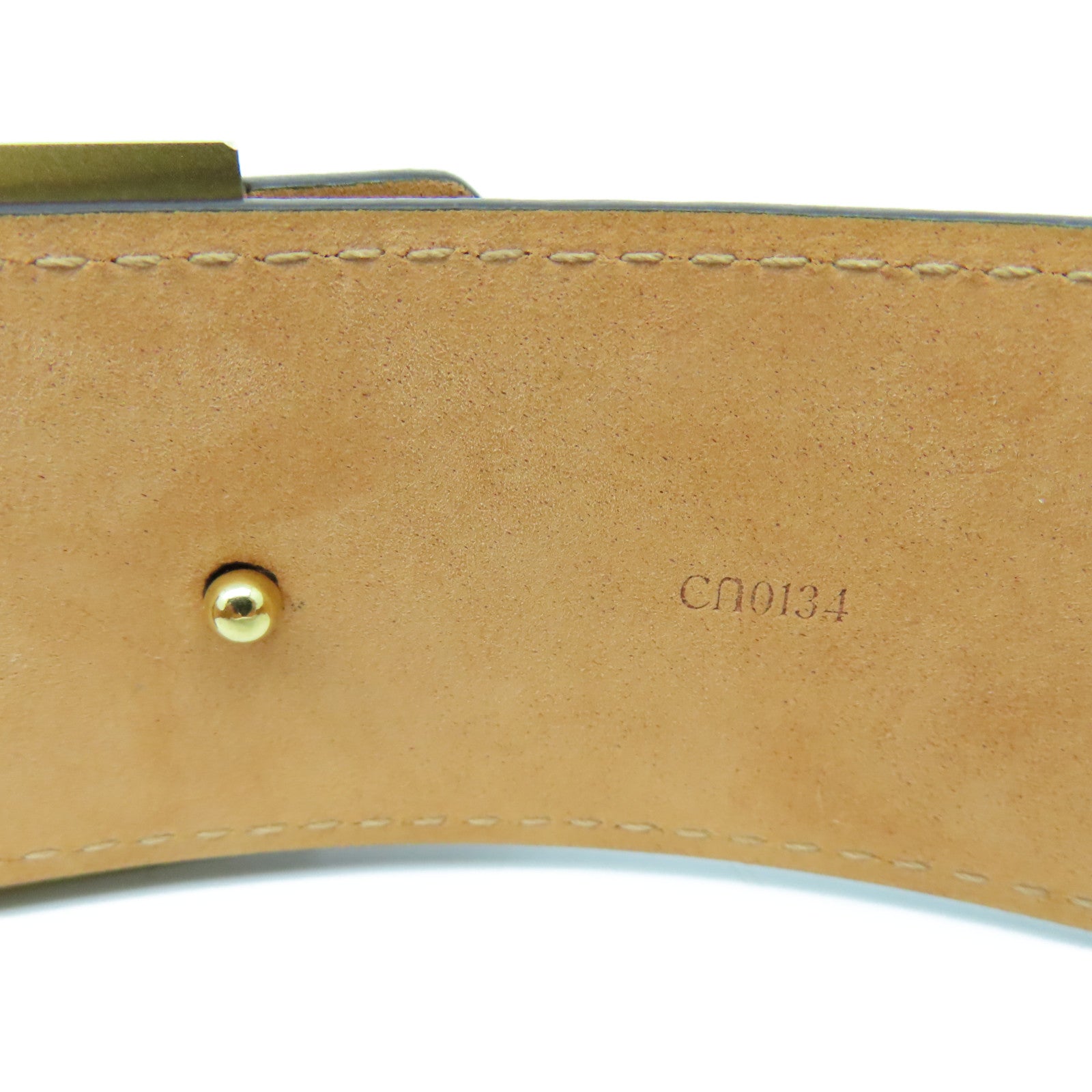 LOUIS VUITTON Monogram Belt金扣皮帶啡色