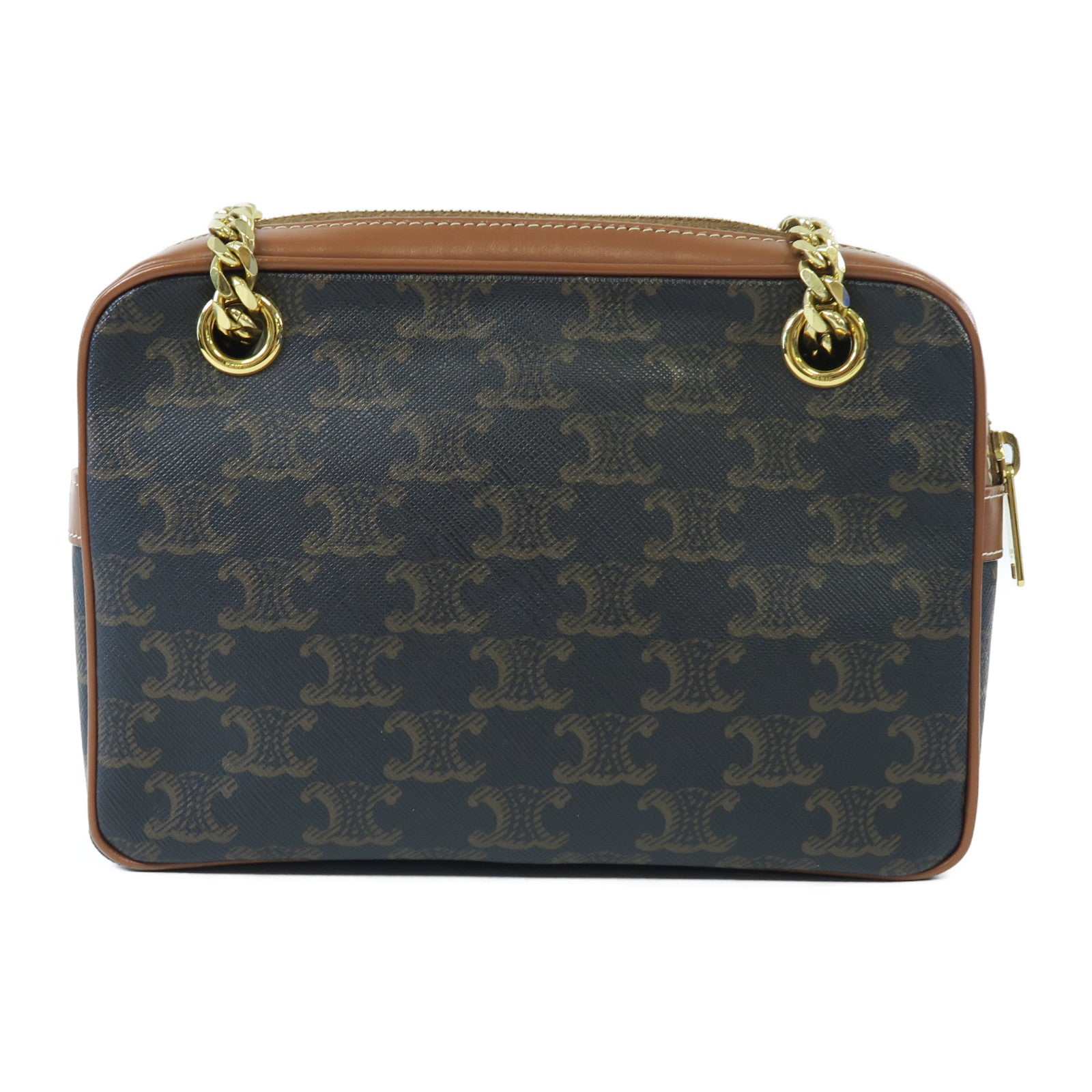 CELINE 塗層帆布Small Patapans金扣鏈帶肩背袋啡色