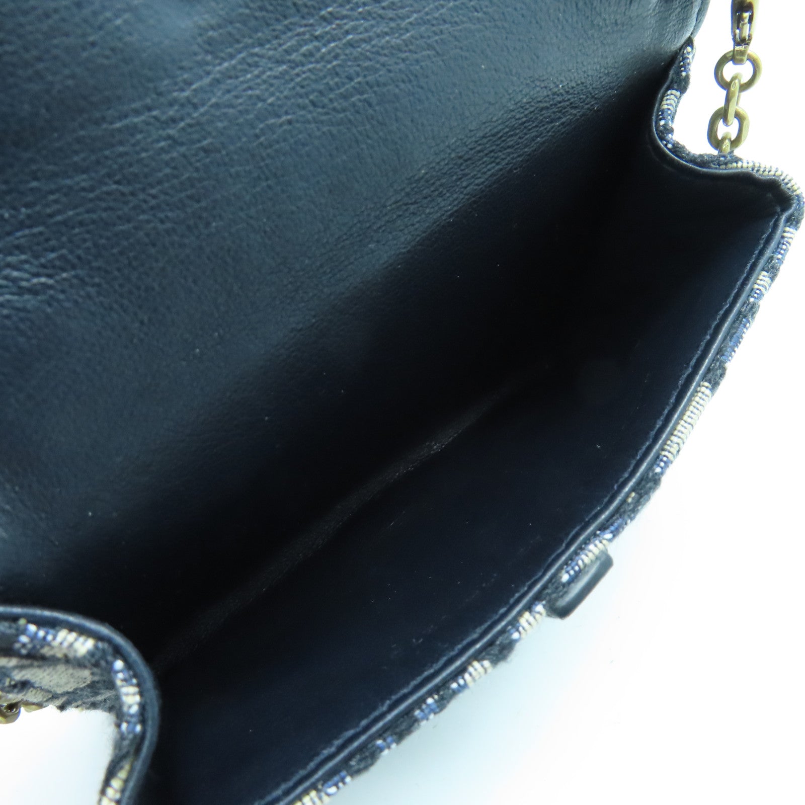 Dior 【激減優惠】帆布Card Case With Chain金扣鏈帶肩背袋藍色