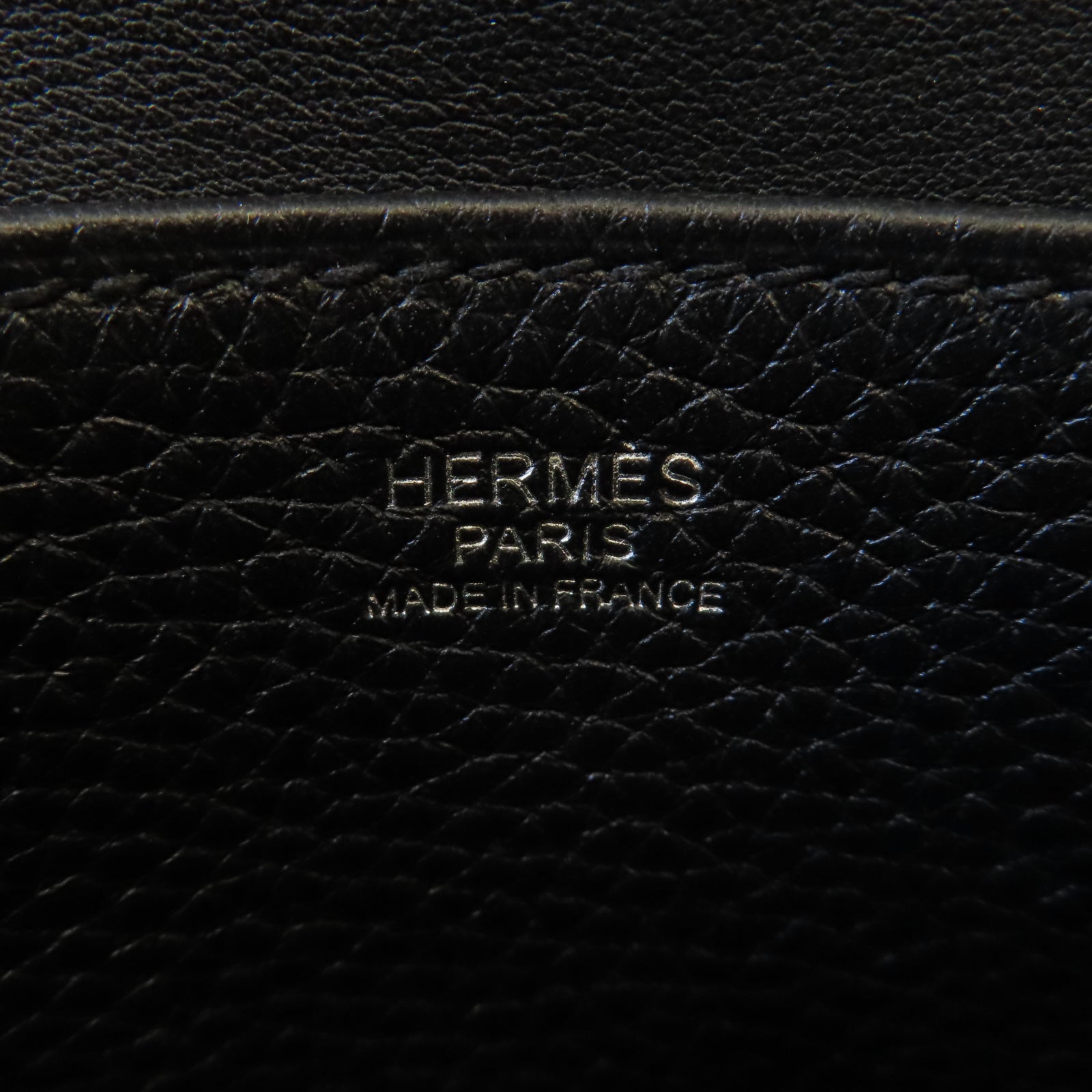 HERMES Clemence皮革Halzan 25銀扣手挽肩背兩用袋Noir黑色