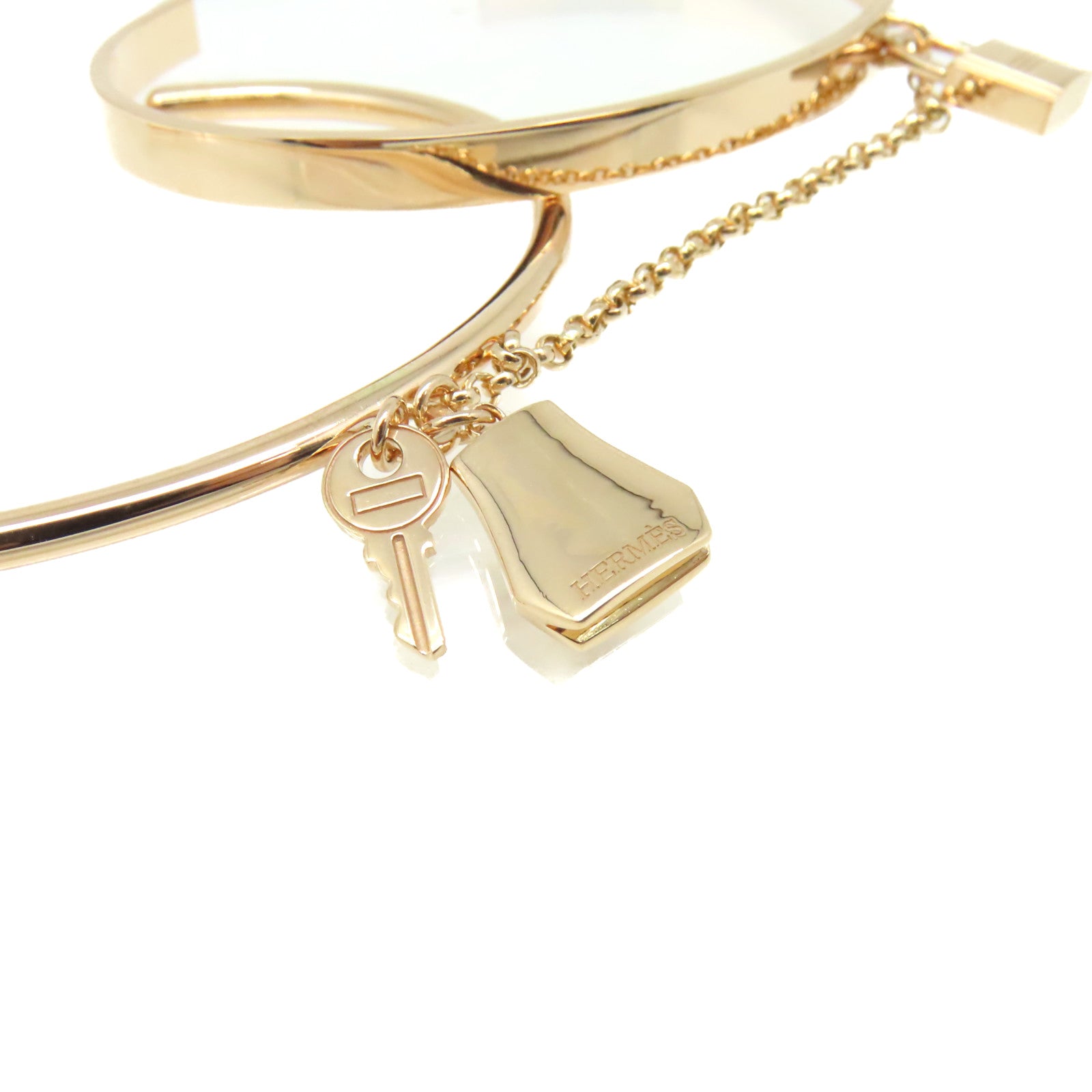 HERMES 18K玫瑰金Double Kelly Clochette Jonc PM Bangle手鐲