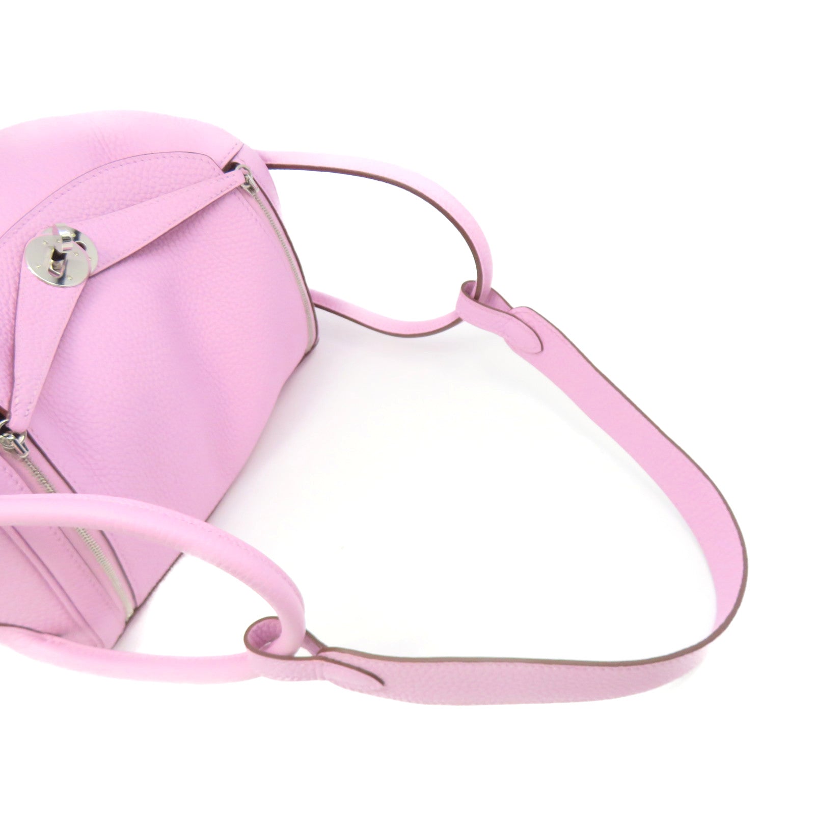 HERMES Clemence皮革Lindy 26 Shoulder Bag金扣银扣肩背袋X9粉红色