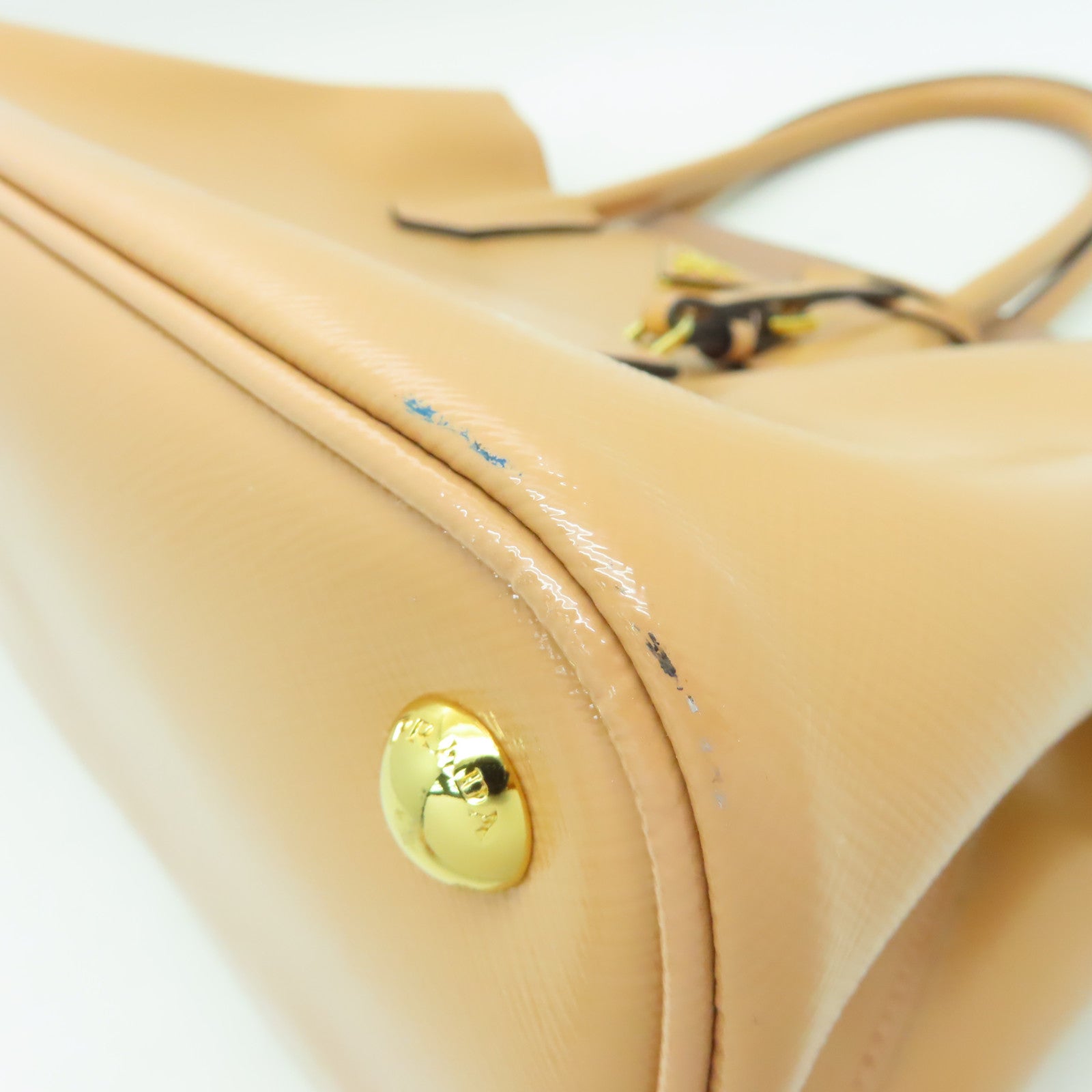 PRADA 漆皮皮革2 Way Shoulder Bag金扣手挽肩背兩用袋啡色