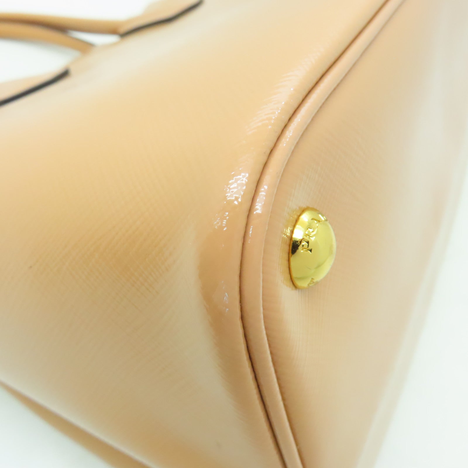 PRADA 漆皮皮革2 Way Shoulder Bag金扣手挽肩背兩用袋啡色