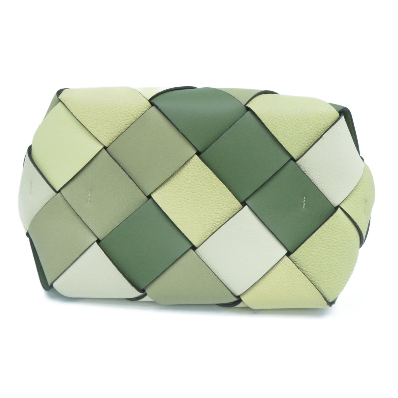 LOEWE 牛皮皮革Hand Bag金扣手挽袋綠色/米色