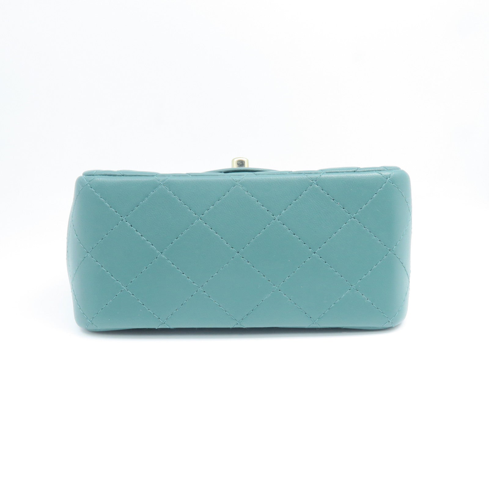 CHANEL rhombic cowhide leather Mini 17cm gold buckle chain shoulder bag green
