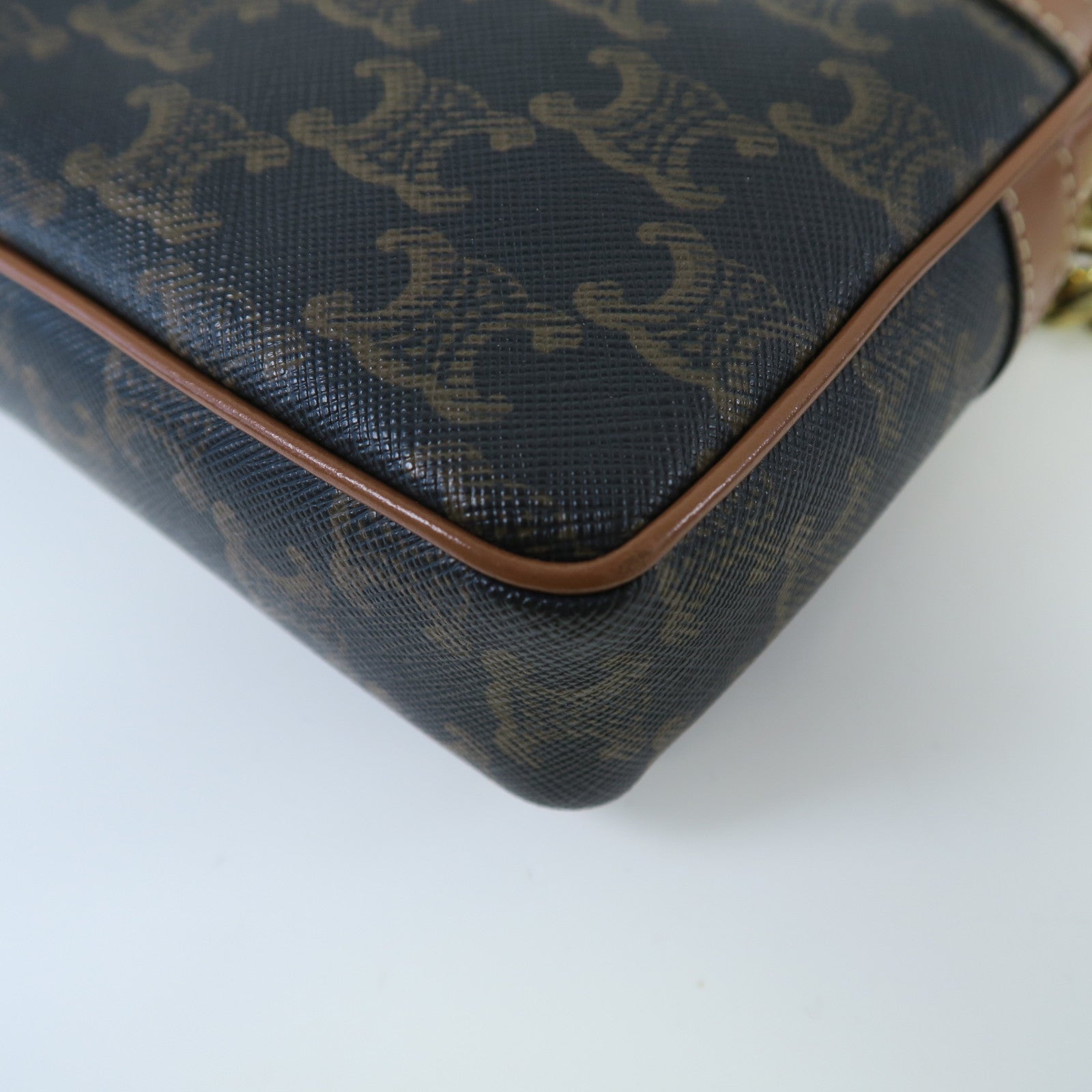 CELINE 塗層帆布Small Patapans金扣鏈帶肩背袋啡色
