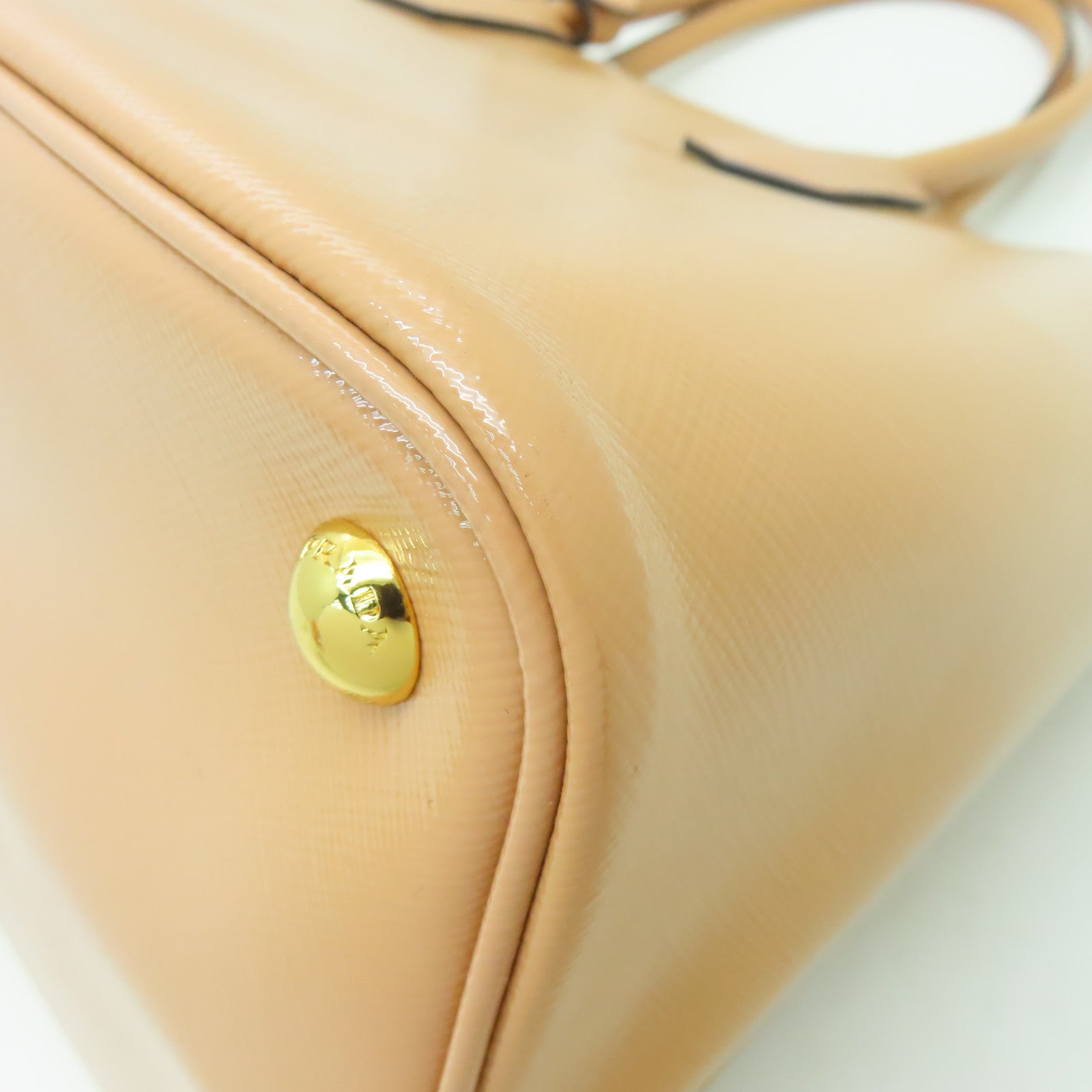 PRADA 漆皮皮革2 Way Shoulder Bag金扣手挽肩背兩用袋啡色