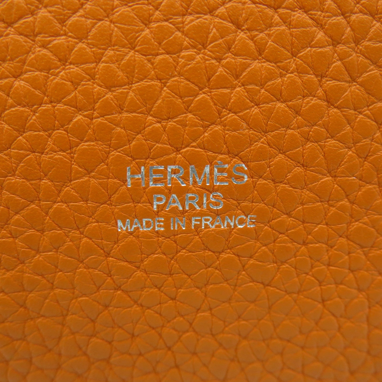 HERMES Clemence Leather Mangeoire PM Shoulder Bag Orange Orange