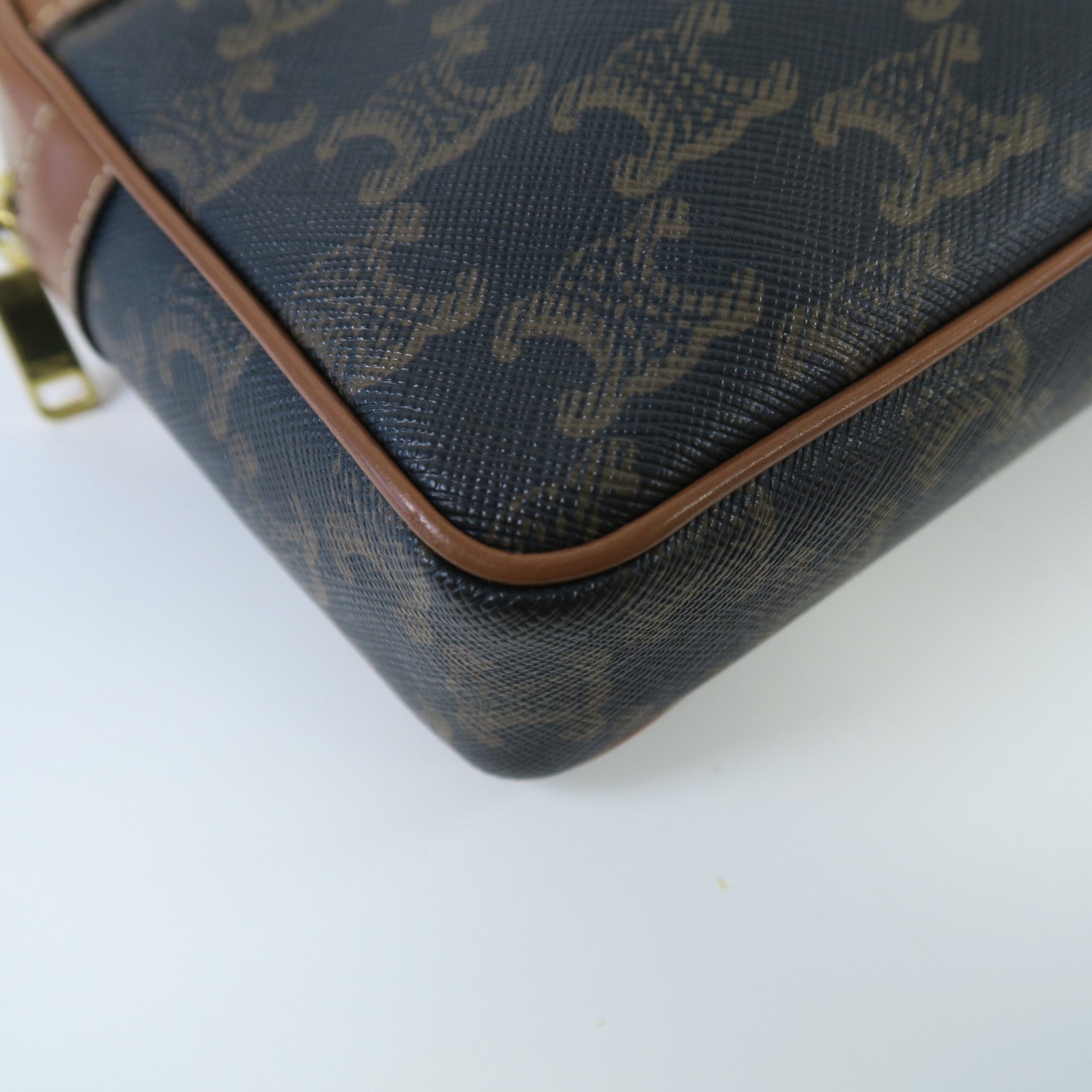 CELINE 塗層帆布Small Patapans金扣鏈帶肩背袋啡色