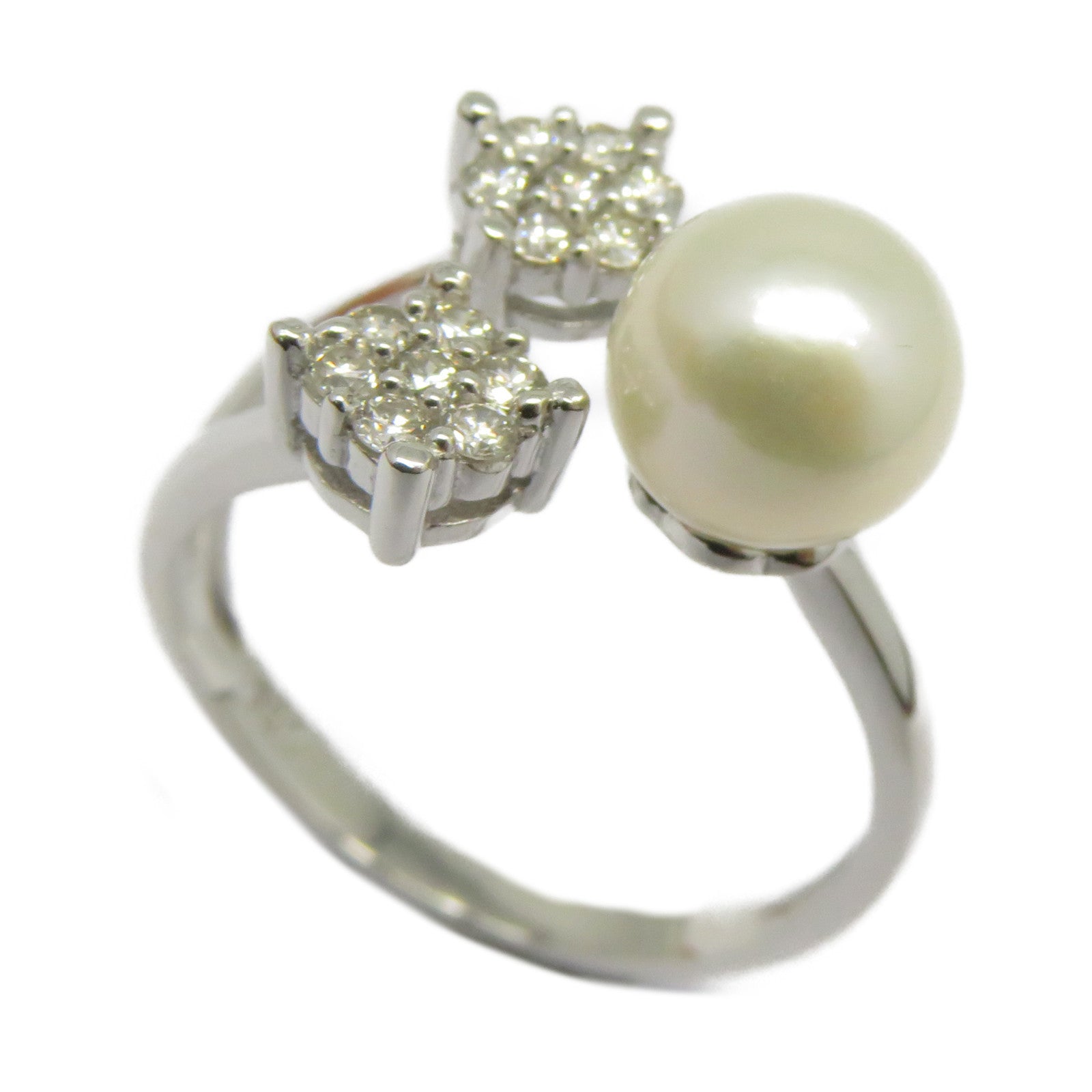 JEWELRY 【激減優惠】18K白金Diamond Pearl Ring 0.242ct鑽石/珍珠戒指US#6.75