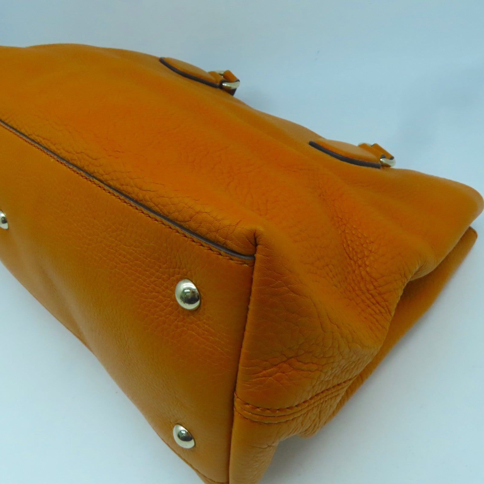 GUCCI 牛皮皮革Tote Bag金扣肩背袋橙色