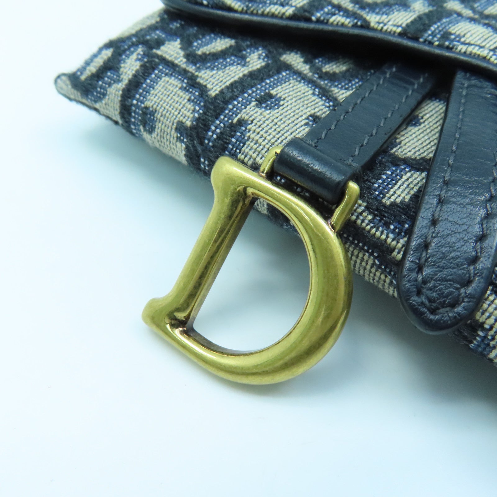Dior 【激減優惠】帆布Card Case With Chain金扣鏈帶肩背袋藍色