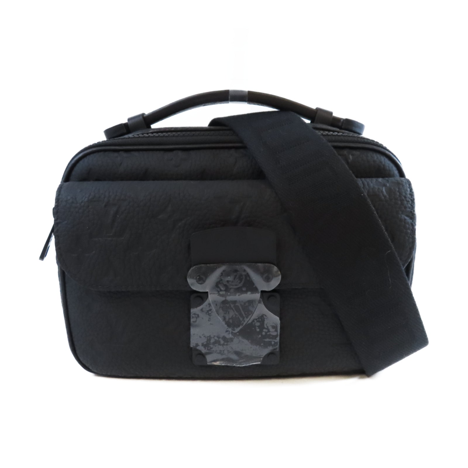 LOUIS VUITTON Monogram Empreinte S Lock黑扣手挽肩背兩用袋黑色
