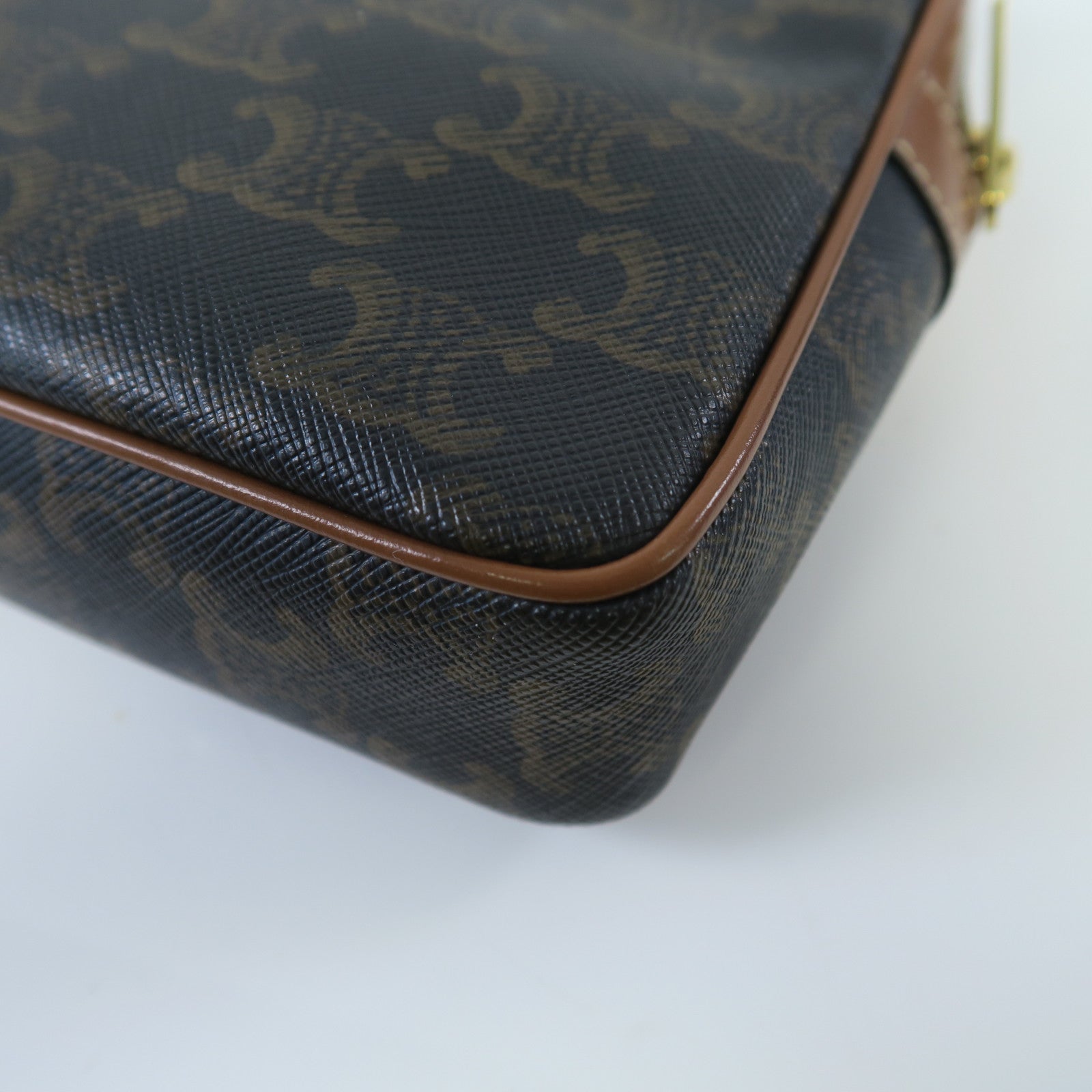 CELINE 塗層帆布Small Patapans金扣鏈帶肩背袋啡色