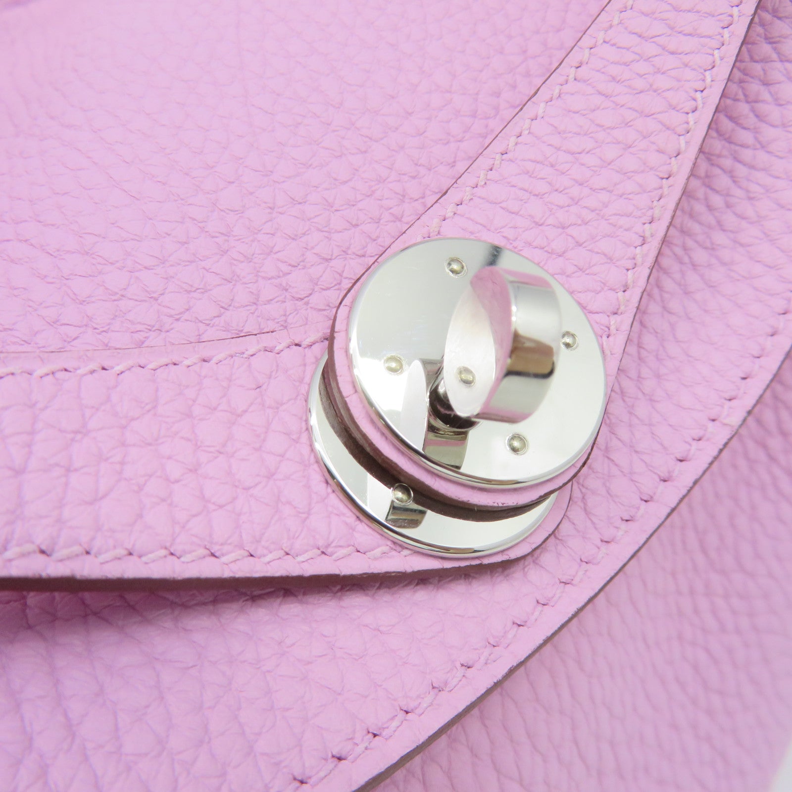 HERMES Clemence皮革Lindy 26 Shoulder Bag金扣银扣肩背袋X9粉红色
