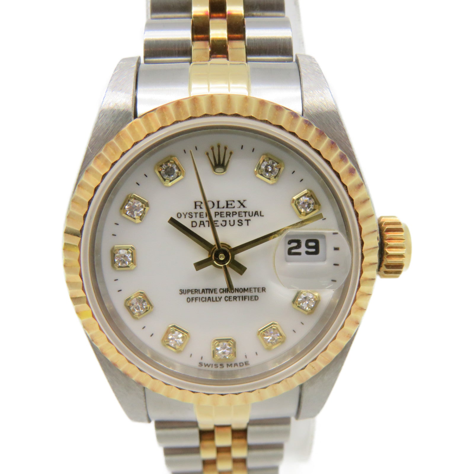 ROLEX Datejust Watch18K玫瑰金/不鏽鋼自動機芯手錶白色