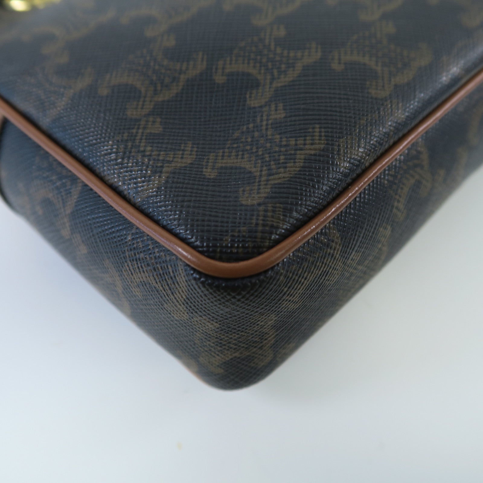 CELINE 塗層帆布Small Patapans金扣鏈帶肩背袋啡色
