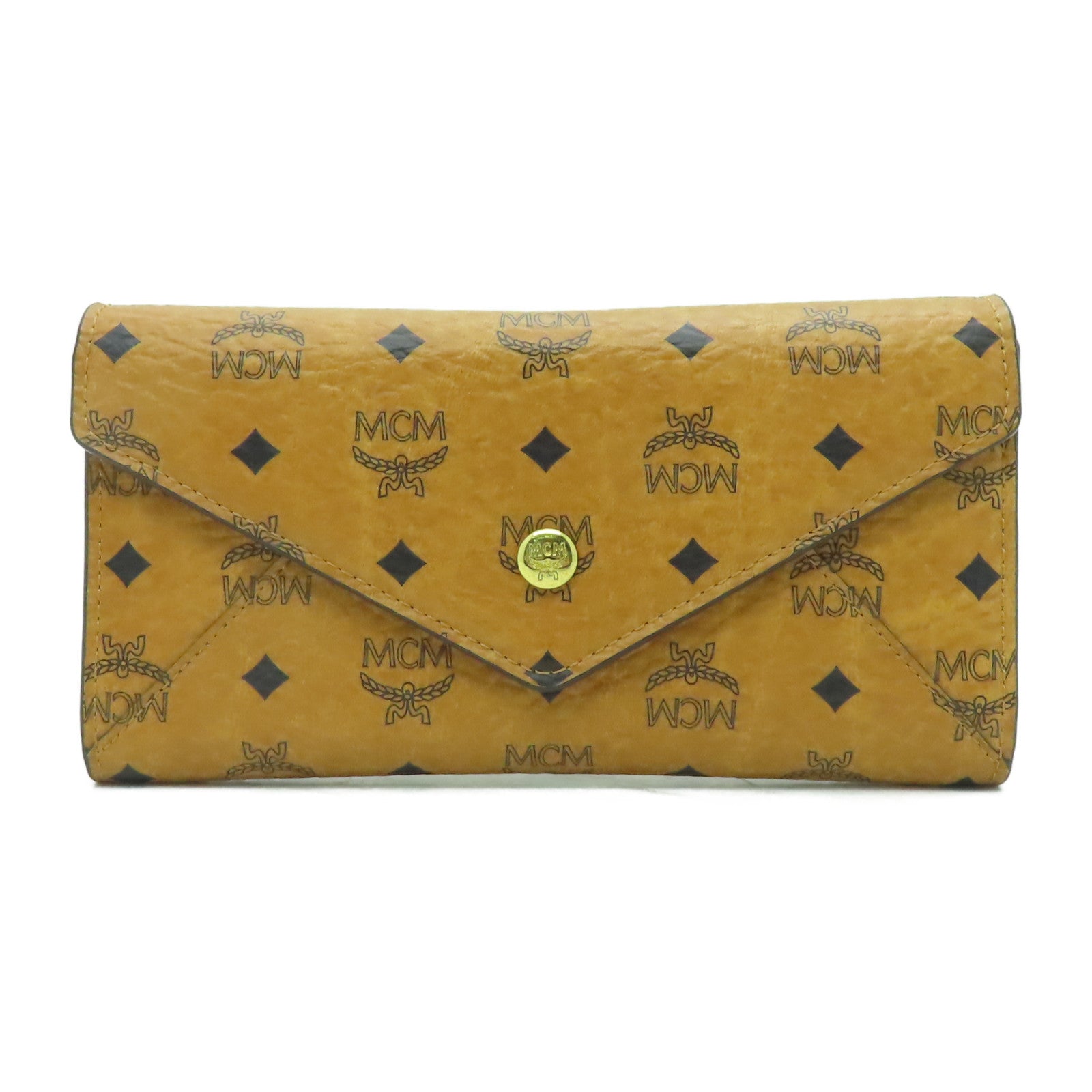 MCM 牛皮皮革Long Wallet金扣長錢包啡色