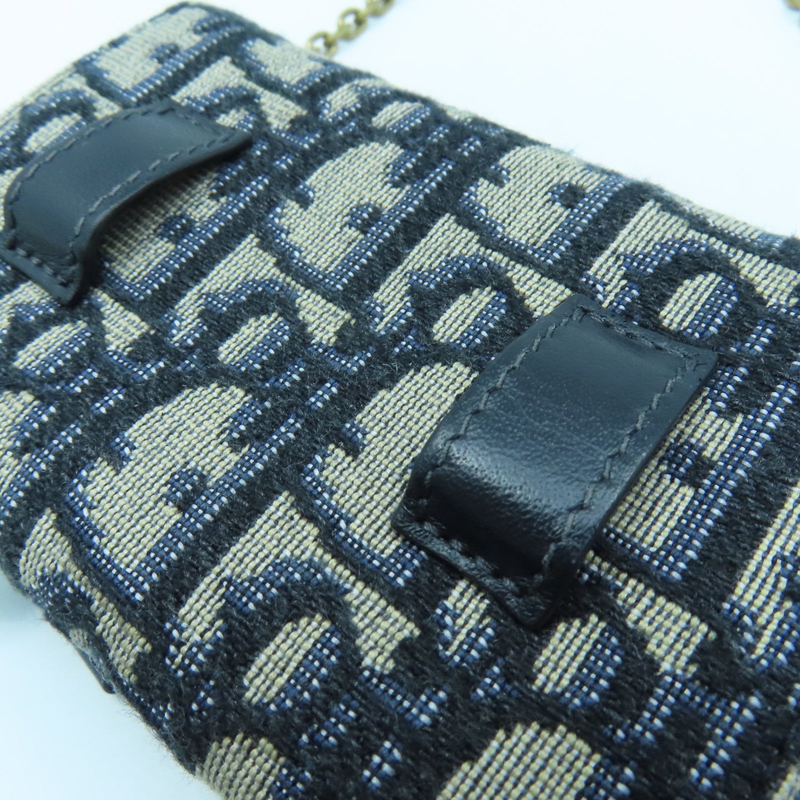 Dior 【激減優惠】帆布Card Case With Chain金扣鏈帶肩背袋藍色
