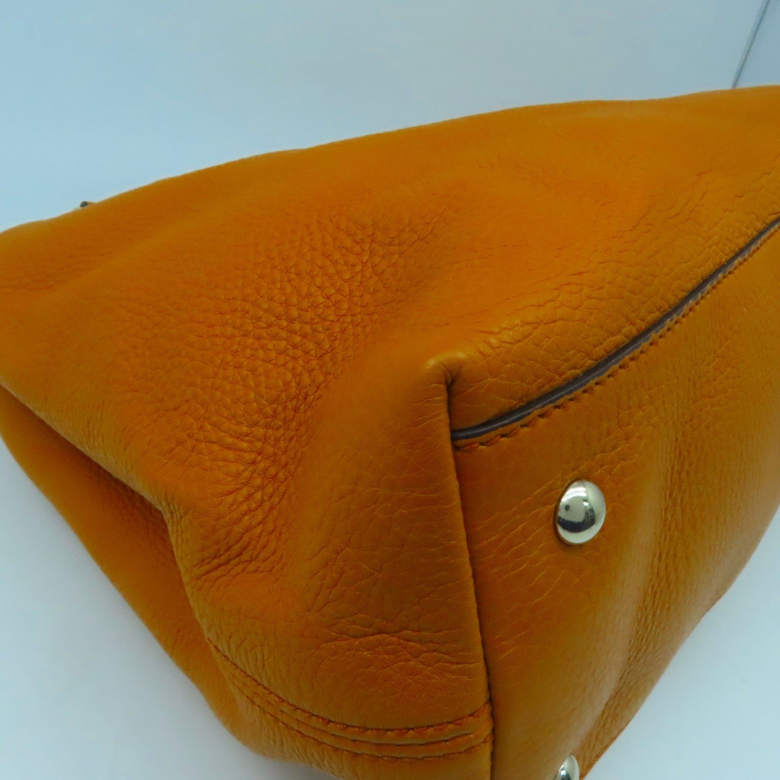 GUCCI 牛皮皮革Tote Bag金扣肩背袋橙色