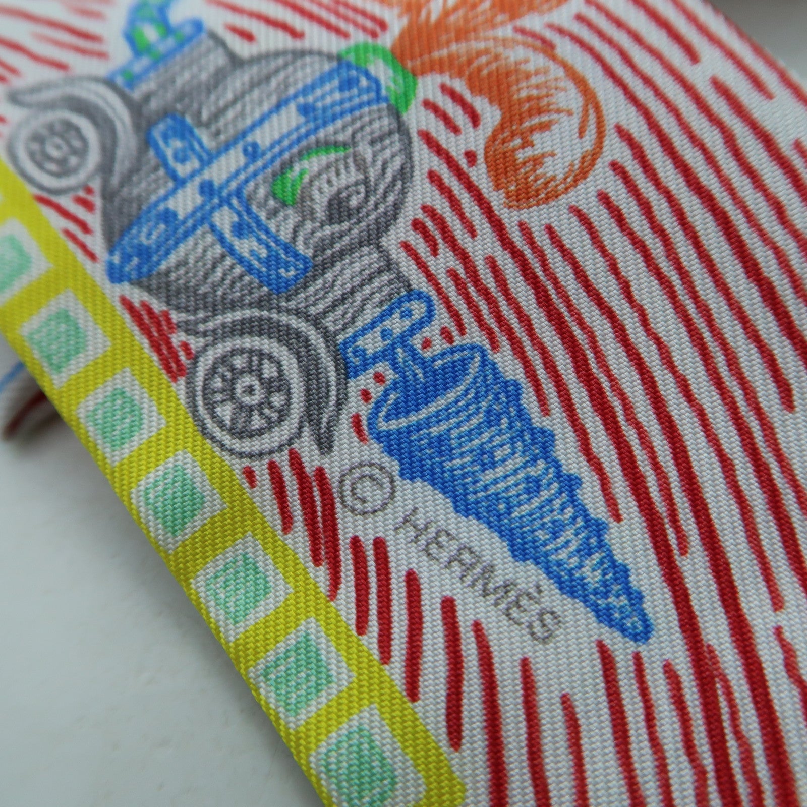 HERMES 絲質Twilly絲巾紅色/黃色