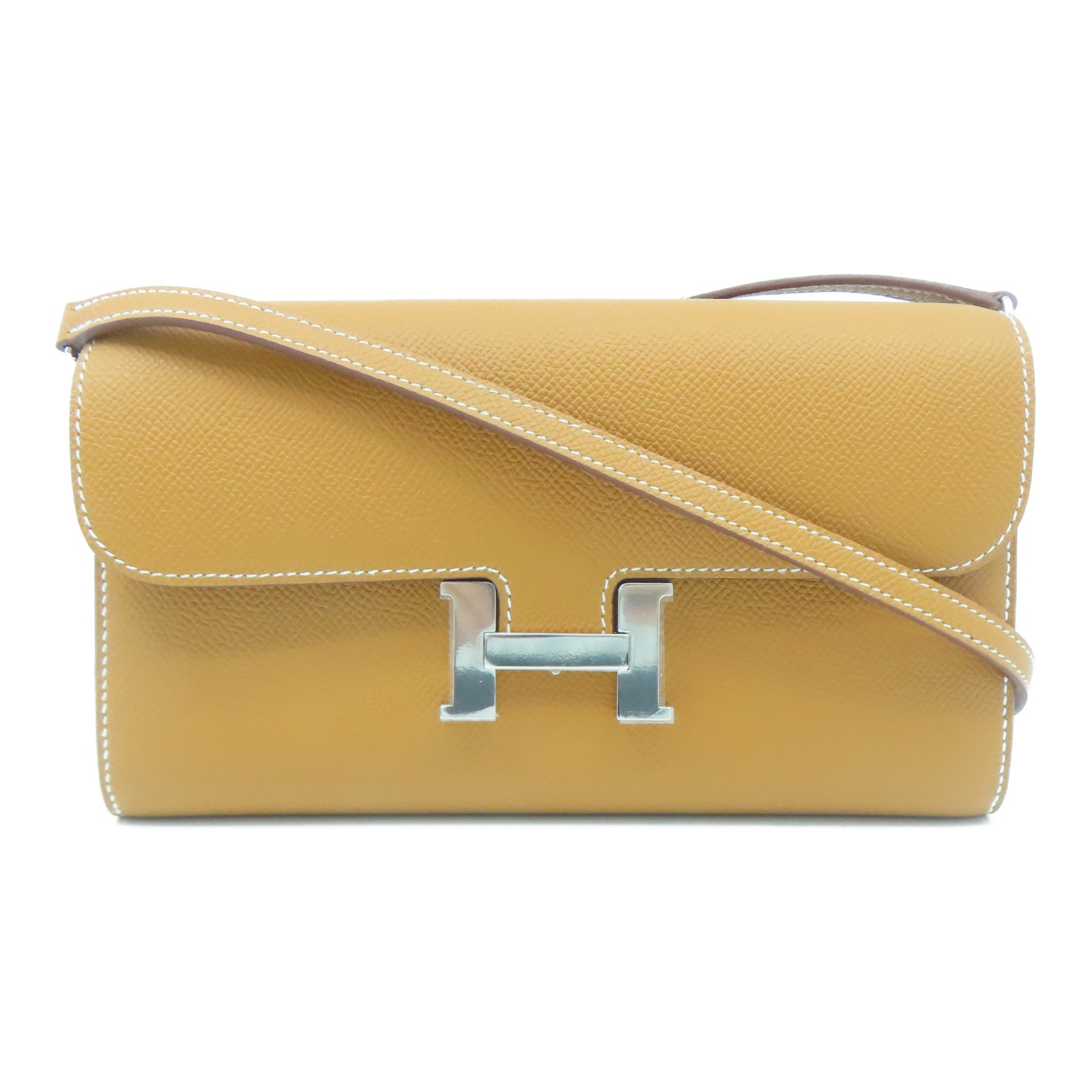 HERMES Epsom皮革Constance To Go銀扣肩背袋啡色
