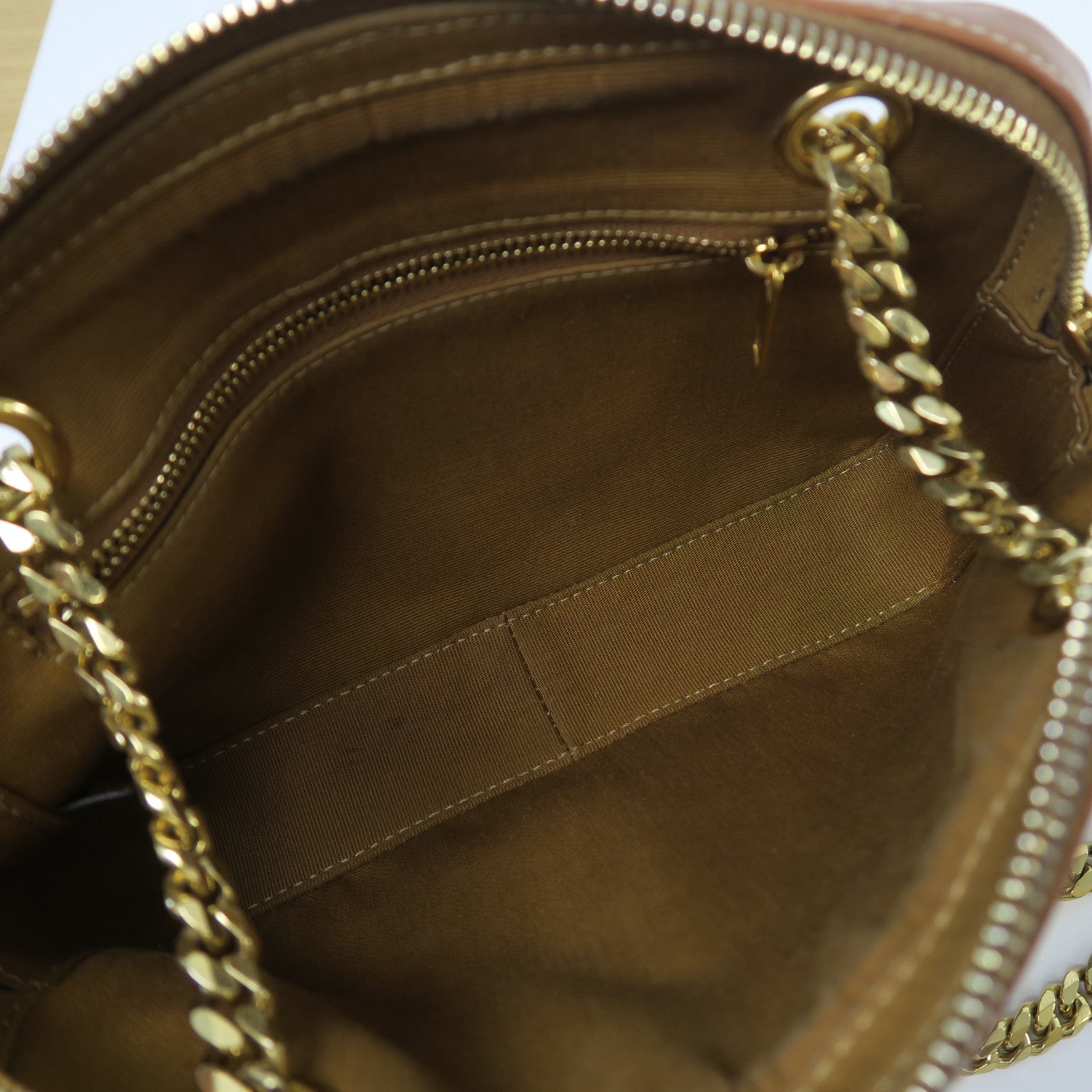 CELINE 塗層帆布Small Patapans金扣鏈帶肩背袋啡色