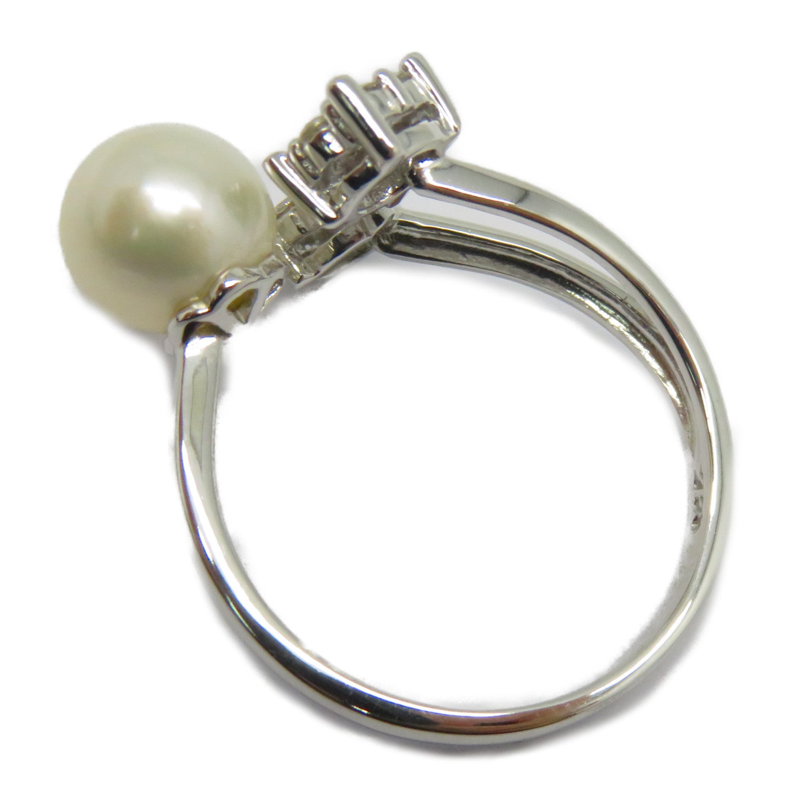 JEWELRY 【激減優惠】18K白金Diamond Pearl Ring 0.242ct鑽石/珍珠戒指US#6.75
