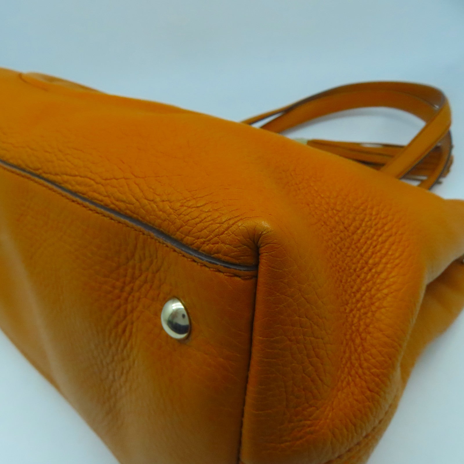 GUCCI 牛皮皮革Tote Bag金扣肩背袋橙色