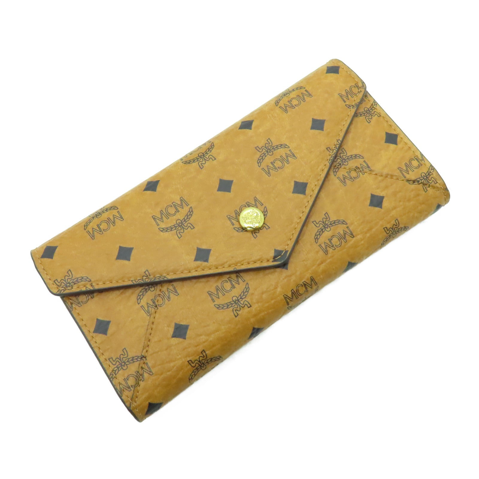 MCM 牛皮皮革Long Wallet金扣長錢包啡色