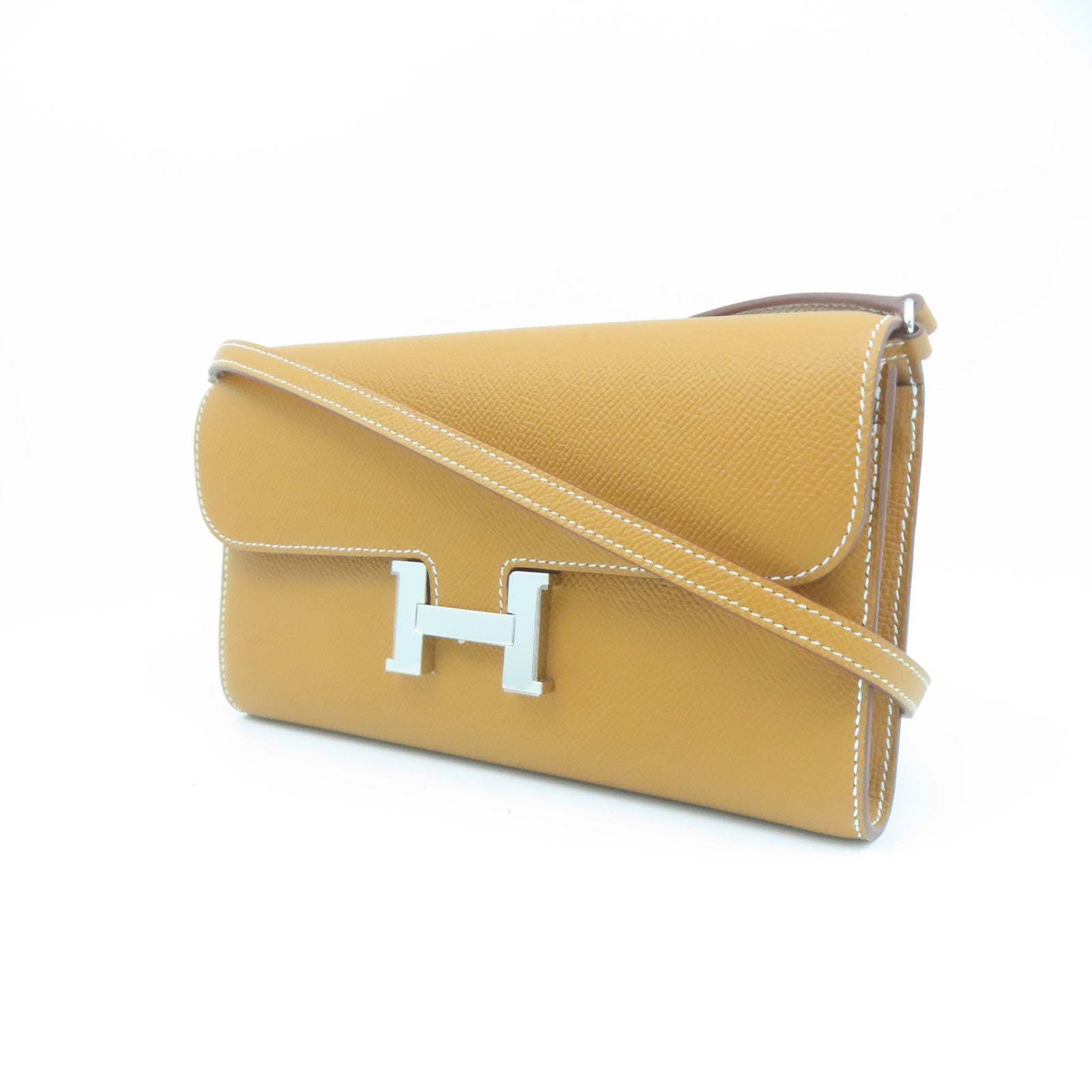 HERMES Epsom皮革Constance To Go銀扣肩背袋啡色