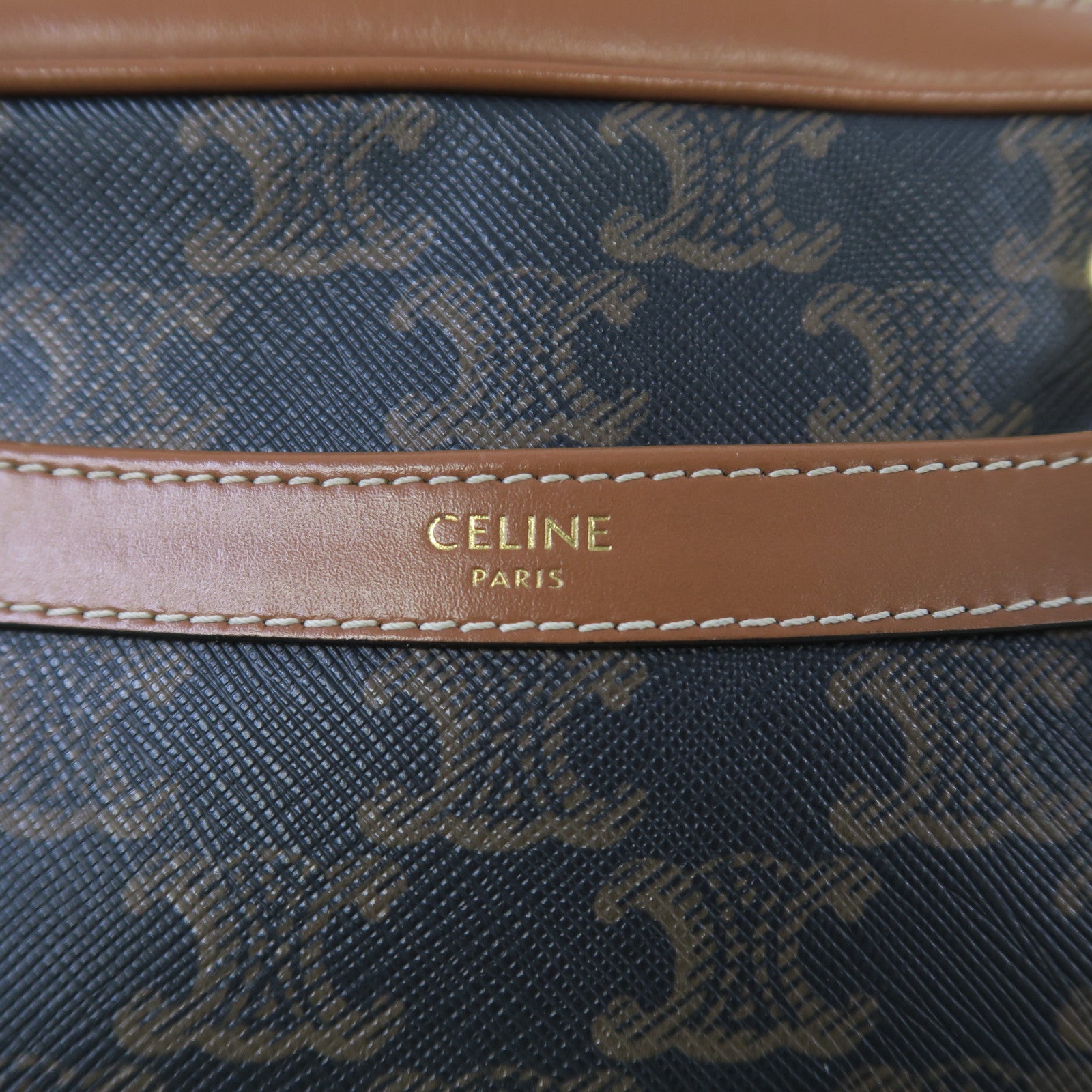 CELINE 塗層帆布Small Patapans金扣鏈帶肩背袋啡色