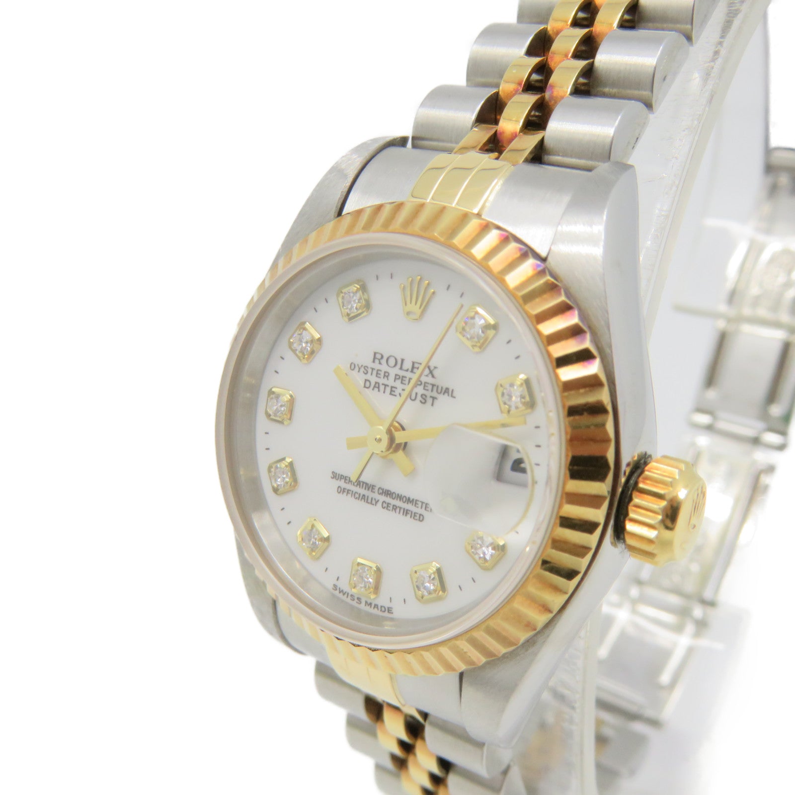 ROLEX Datejust Watch18K玫瑰金/不鏽鋼自動機芯手錶白色
