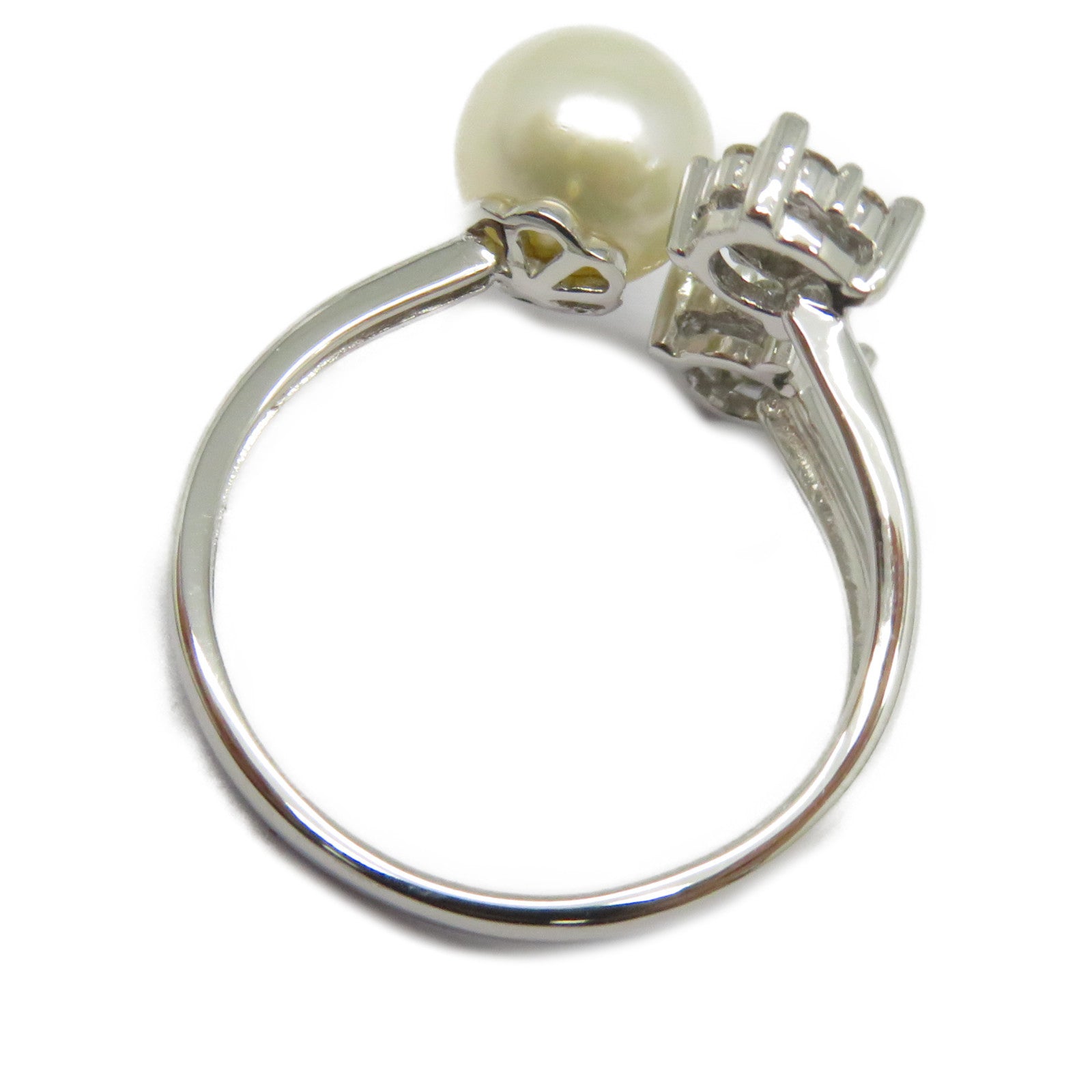 JEWELRY 【激減優惠】18K白金Diamond Pearl Ring 0.242ct鑽石/珍珠戒指US#6.75